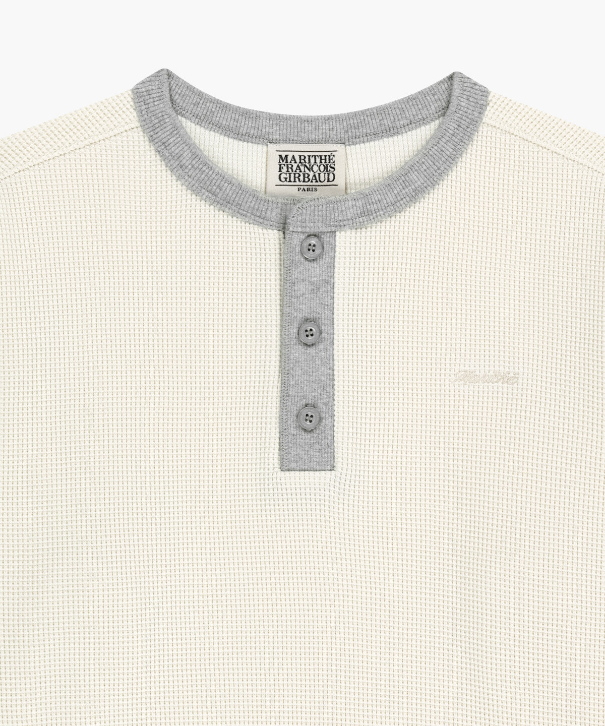 Marithe & Francois Girbaud - Waffle Henley Neck Sweatshirt (Ivory) product image 3 | TRAB K-Fashion Australia