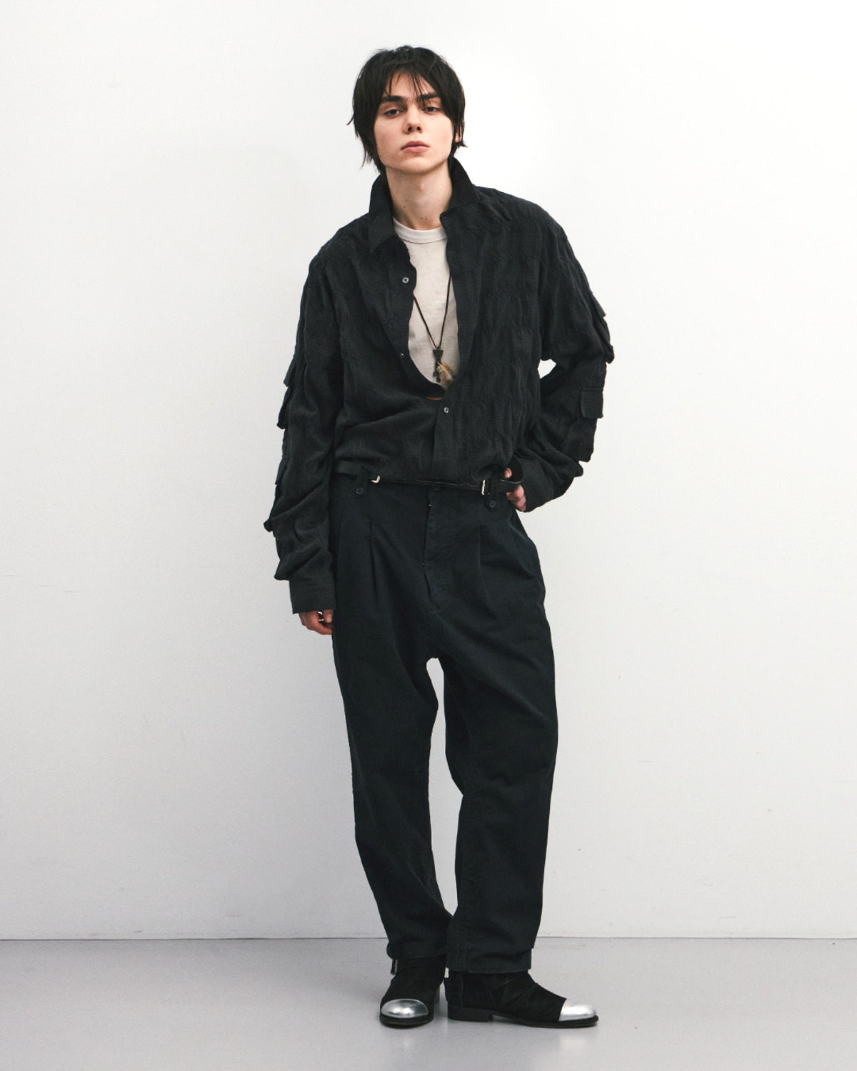 Eastlogue - Magazine Pouch Shirts (Charcoal Olive Check) product image 1 | TRAB K-Fashion Australia