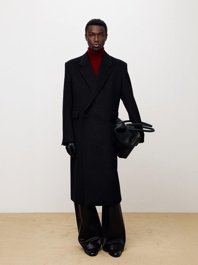 Tonywack - Wool And Cashmere Tailored Wrap Coat (Black) product image 2 | TRAB K-Fashion Australia