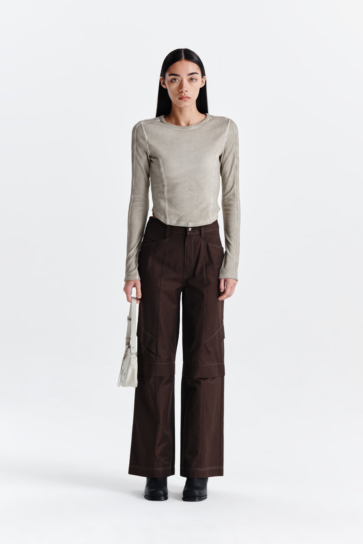 Matin Kim - Knee Point Tuck Wide Pants (Brown) product image 10 | TRAB K-Fashion Australia