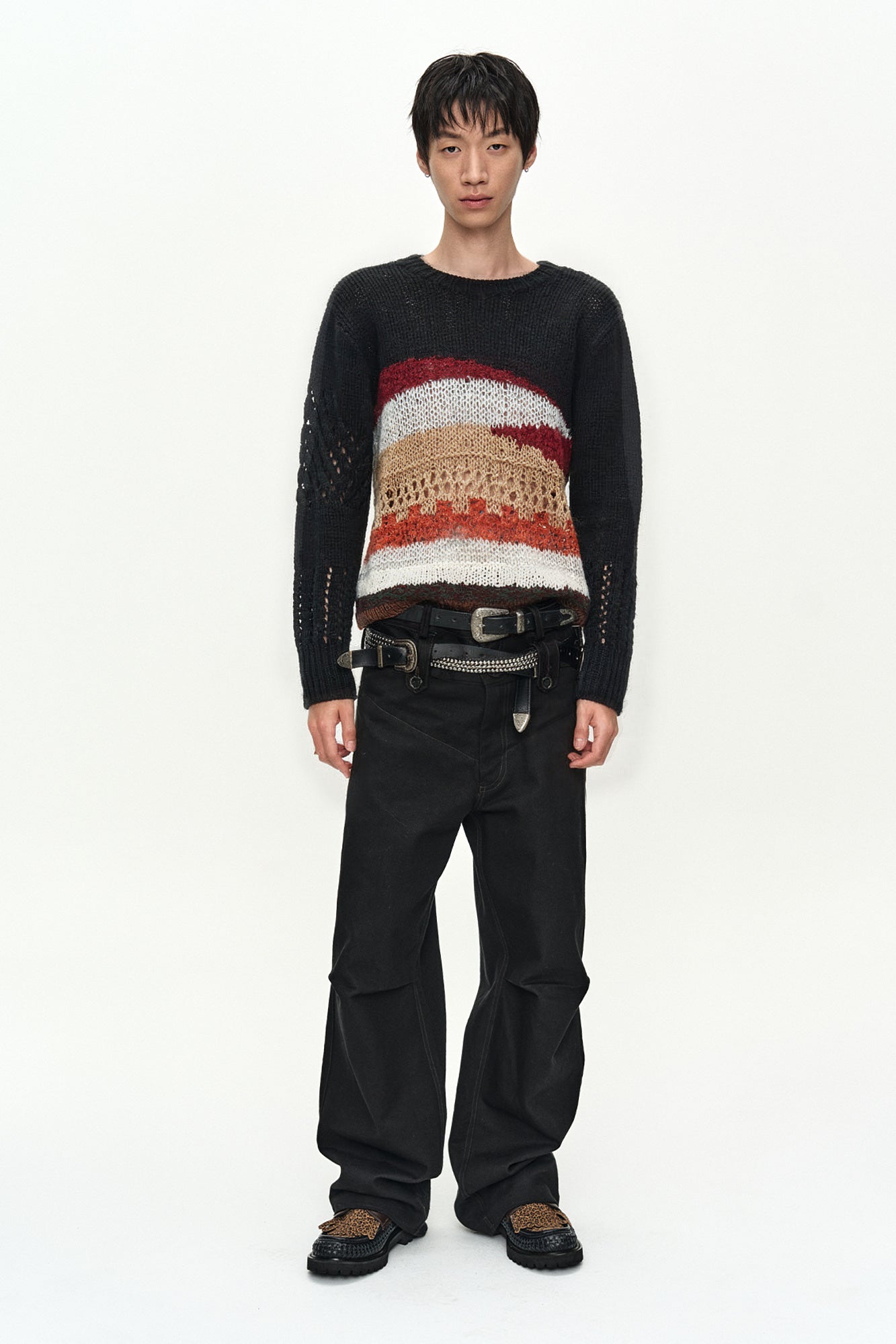 Andersson Bell - Black Hand-Crocheted Crew-Neck Sweater (Black) product image 2 | TRAB K-Fashion Australia