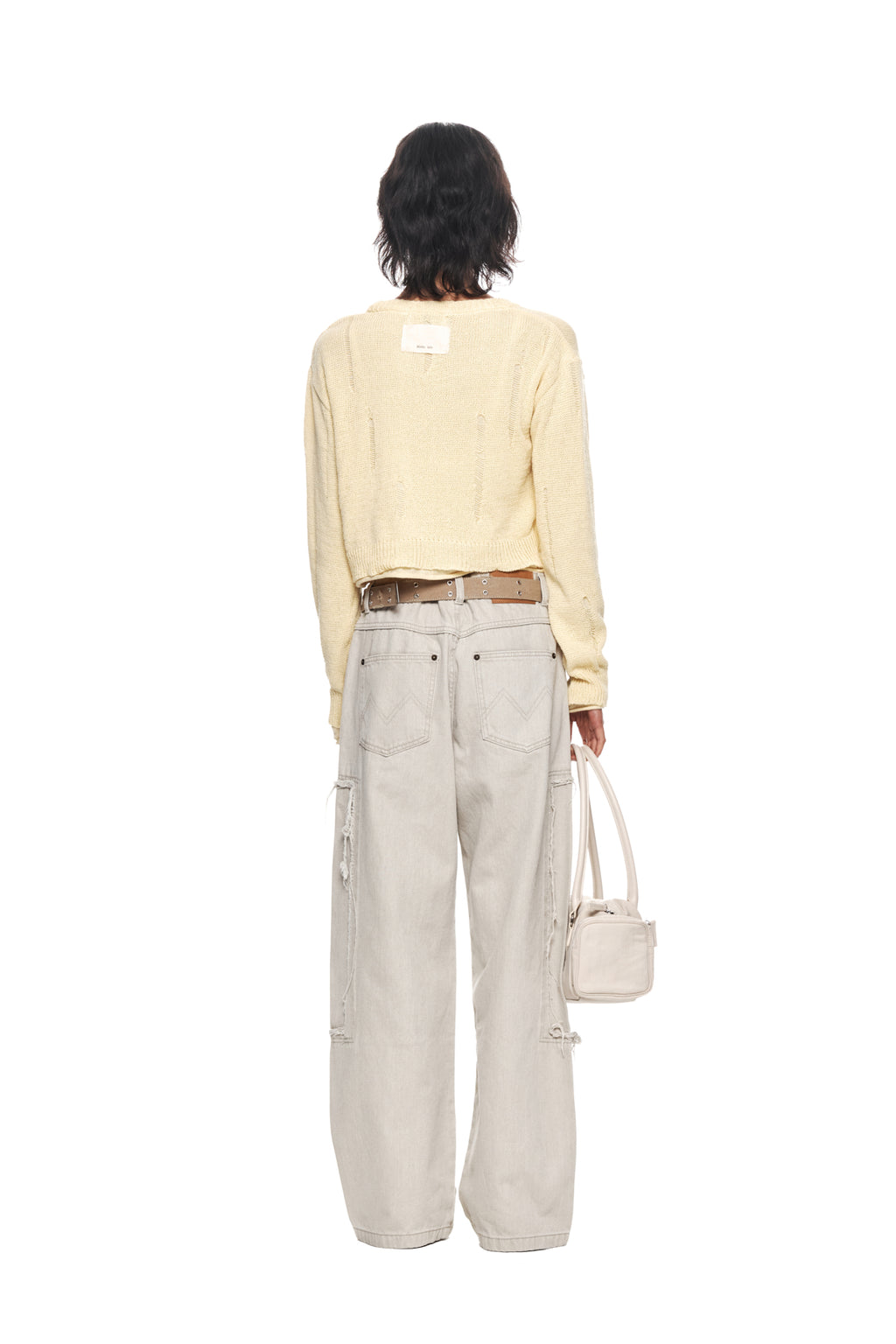 Matin Kim - Layered Damage Crop Cardigan (Light Yellow) product image 7 | TRAB K-Fashion Australia