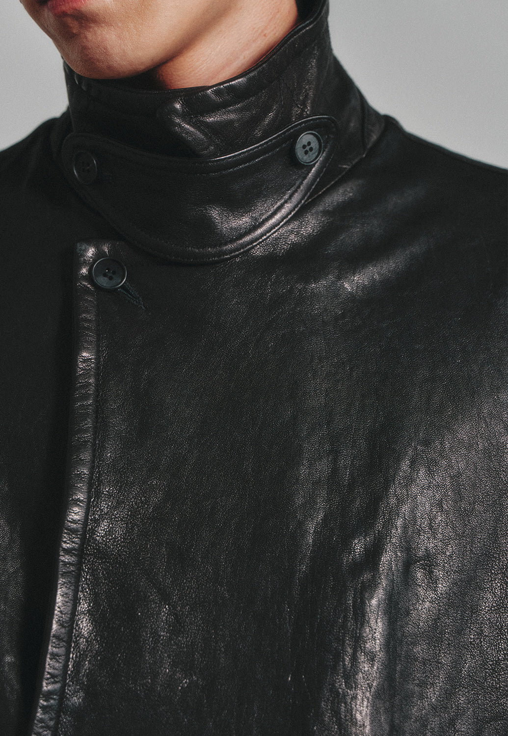 Art if acts - Washed Leather Pea Coat (Black) product image 7 | TRAB K-Fashion Australia