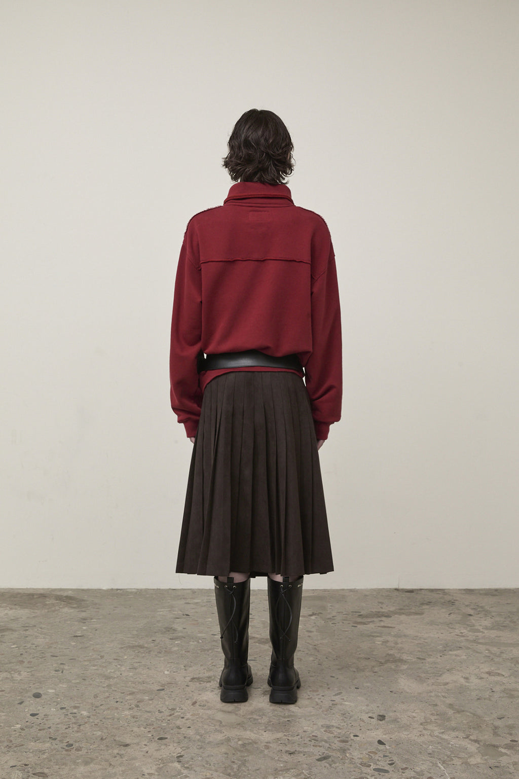 Matin Kim - Cut Out Half Zip Sweatshirt (Burgundy) product image 8 | TRAB K-Fashion Australia