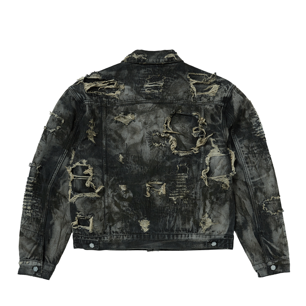 Thug Club - Hard-Washed Damaged Denim Jacket (Black) product image 2 | TRAB K-Fashion Australia