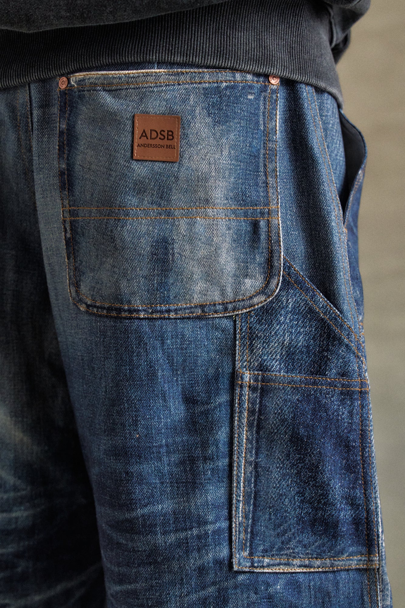 Andersson Bell - Unisex Denim Trompe L`oeil Double Knee Shorts (Blue) product image 6 | TRAB K-Fashion Australia