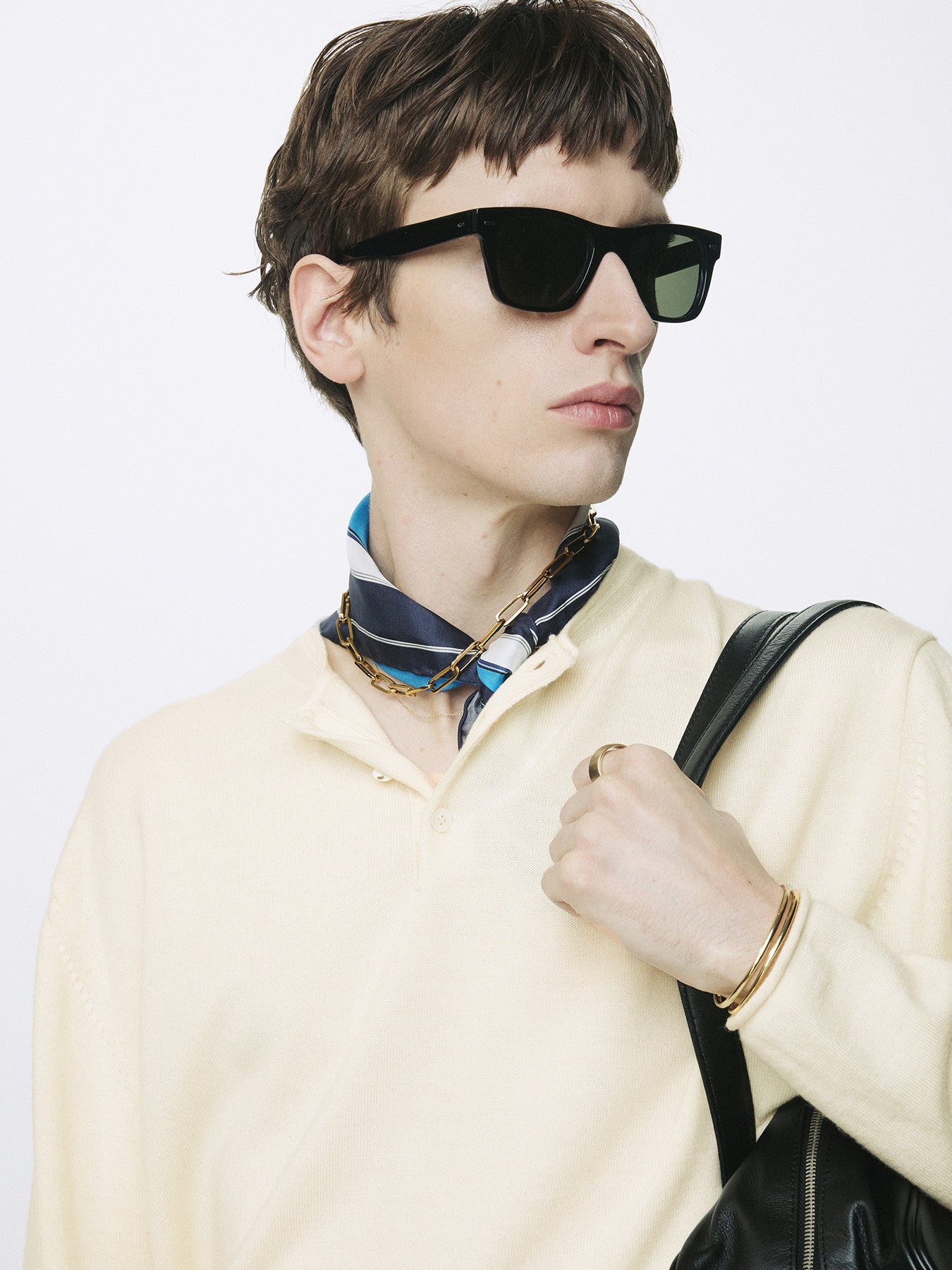 Tonywack - Extra Fine Wool Raw Hem Henley Neck Knit (Ecru) product image 7 | TRAB K-Fashion Australia