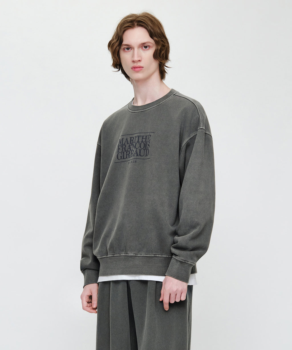 Marithe & Francois Girbaud - Crack Classic Logo Dyeing Oversized Sweatshirt (Charcoal) product image 2 | TRAB K-Fashion Australia