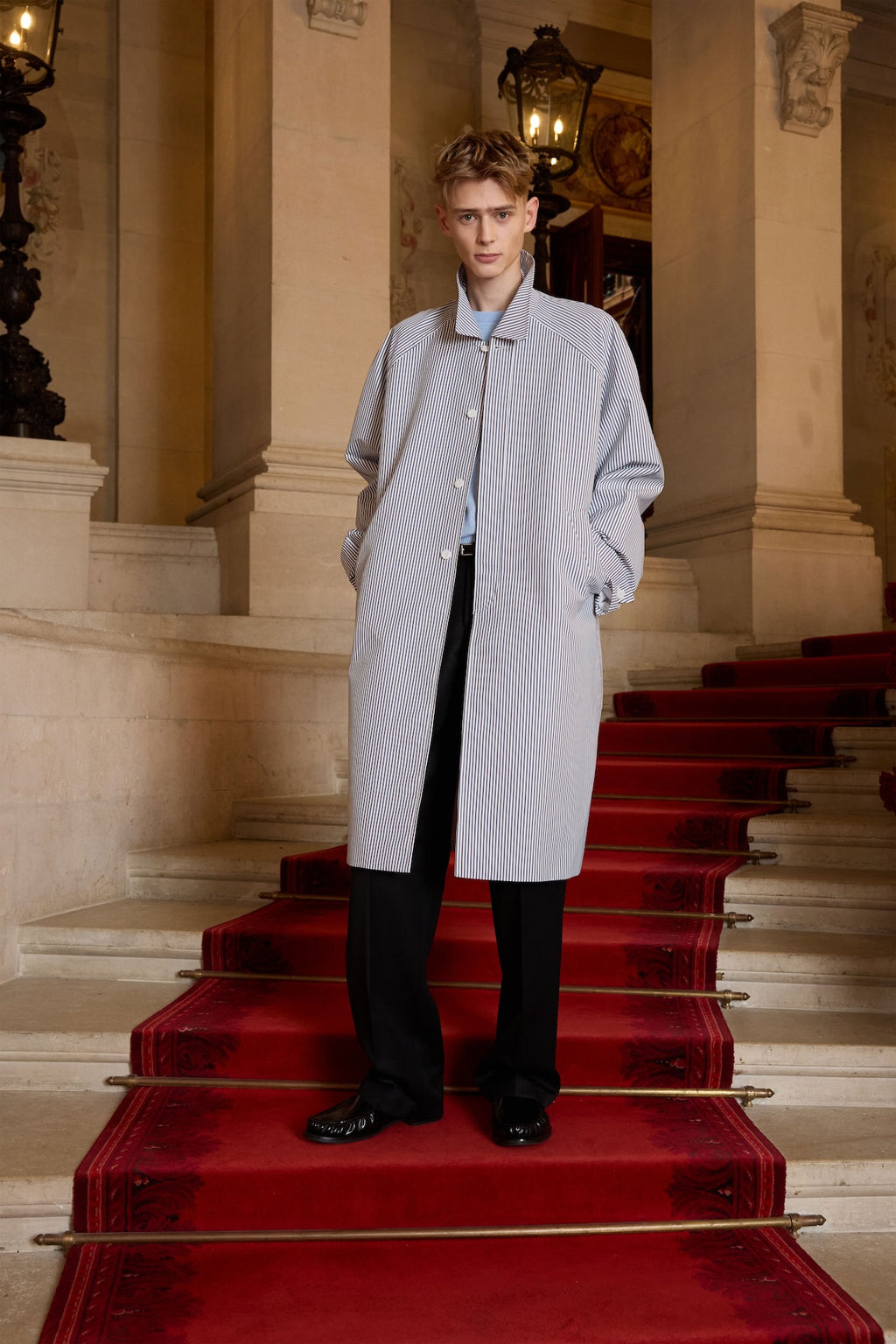STU - Raglan Stripe Poplin Coat (White) product image 10 | TRAB K-Fashion Australia