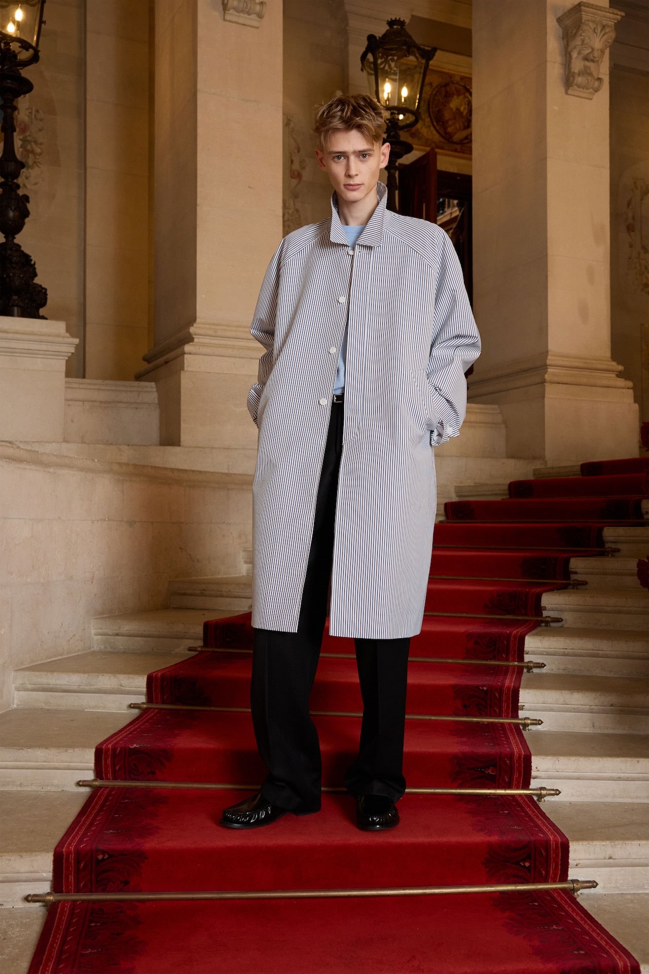 STU - Raglan Stripe Poplin Coat (White) product image 10 | TRAB K-Fashion Australia