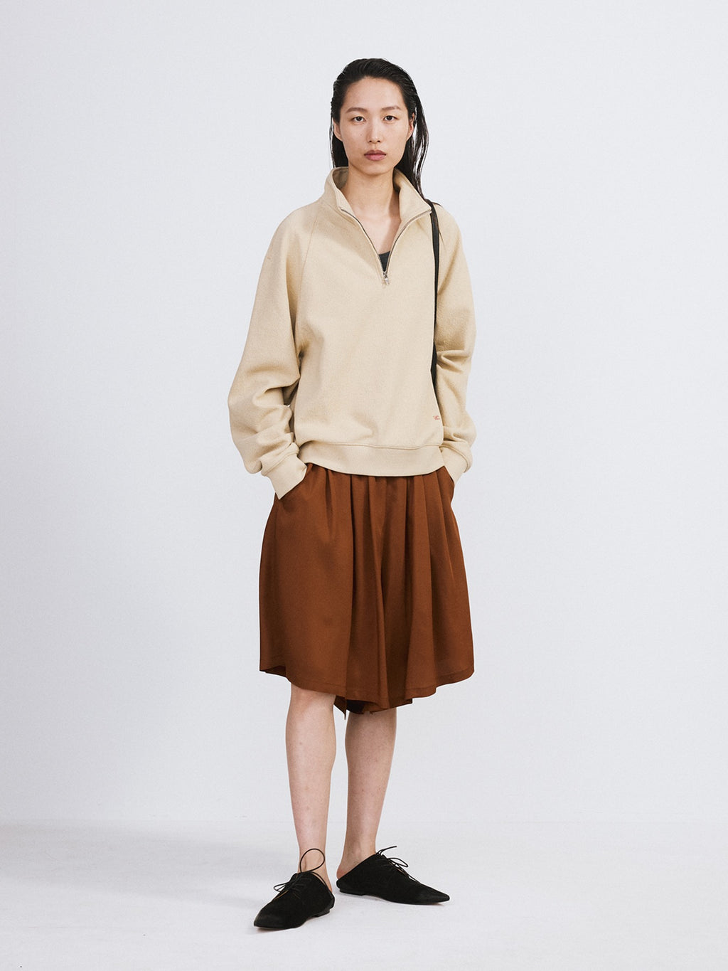 Recto - Banding Wide Culotte Pants (Red Brown) product image 1 | TRAB K-Fashion Australia