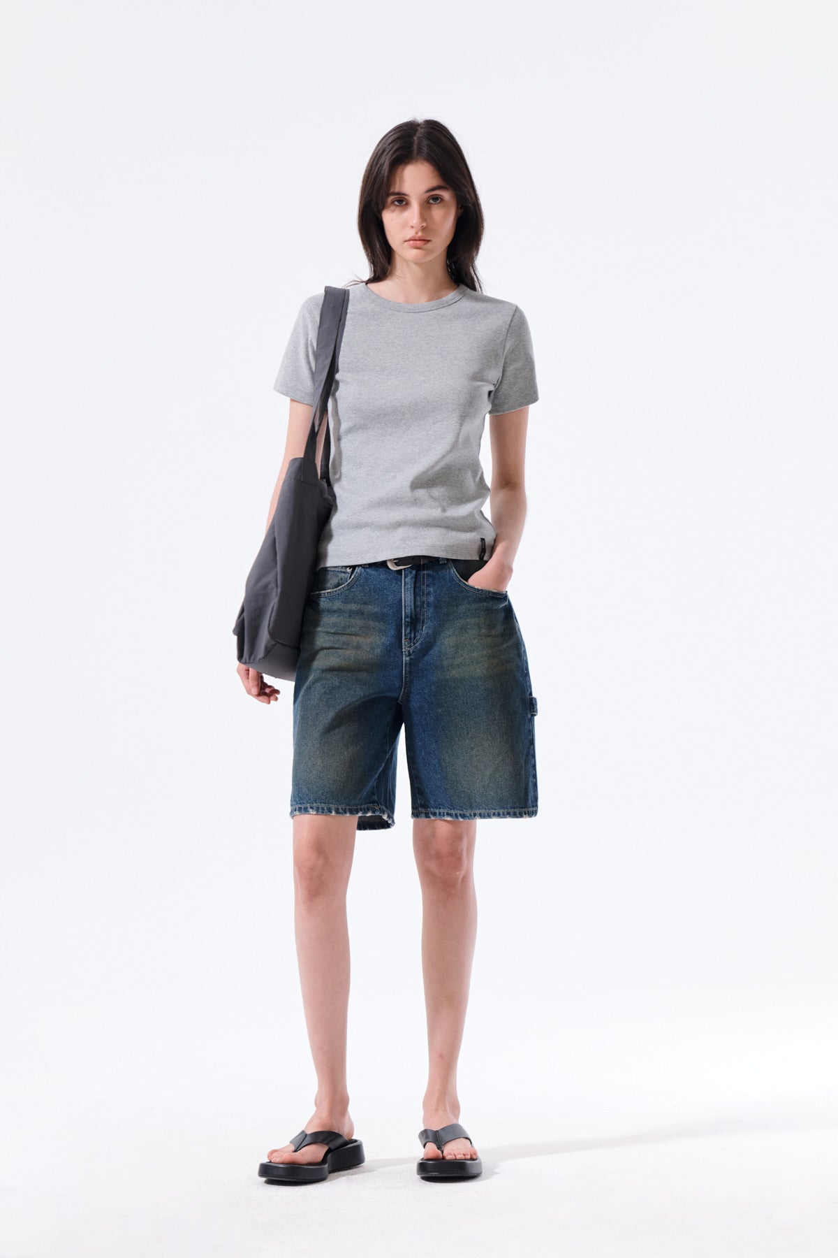 Matin Kim - Carpenter Bermuda Denim Pants (Blue) product image 9 | TRAB K-Fashion Australia