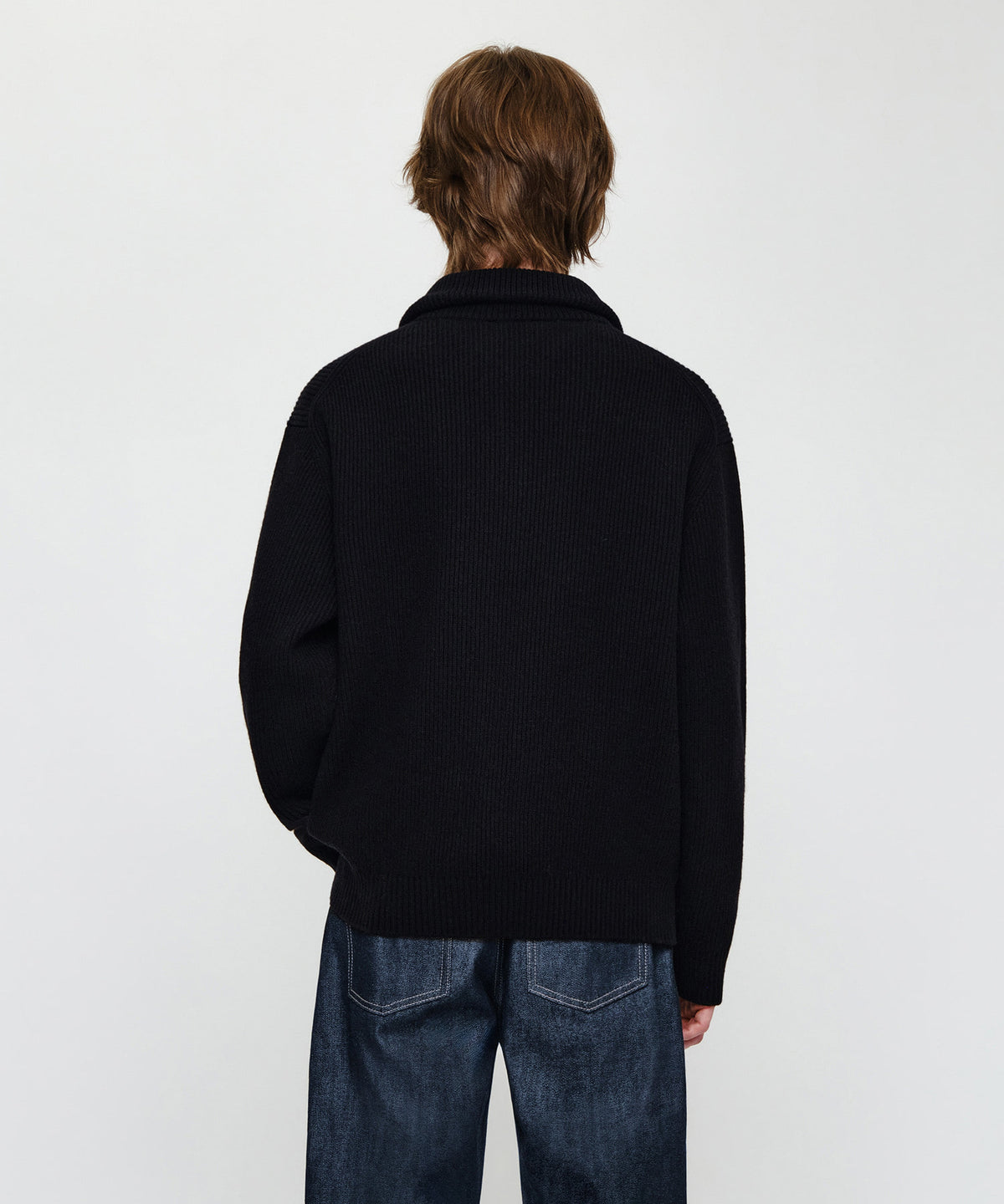 Marithe & Francois Girbaud - Small Classic Logo Oversized Half Zip-up Knit (Black) product image 3 | TRAB K-Fashion Australia