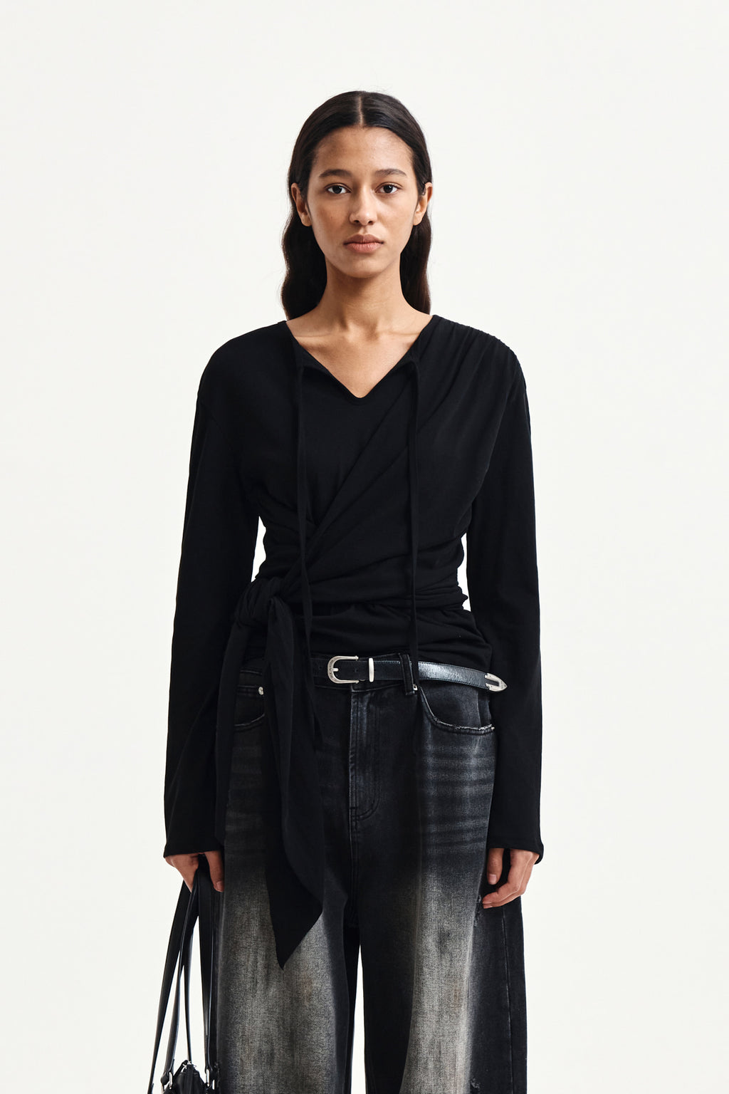 Matin Kim - Tied Drapery Top (Black) product image 5 | TRAB K-Fashion Australia