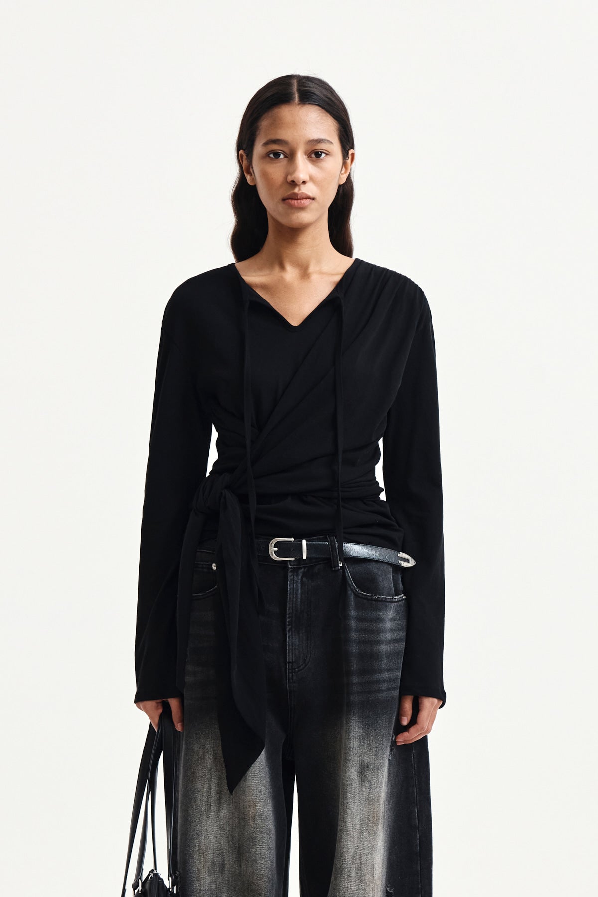 Matin Kim - Tied Drapery Top (Black) product image 5 | TRAB K-Fashion Australia
