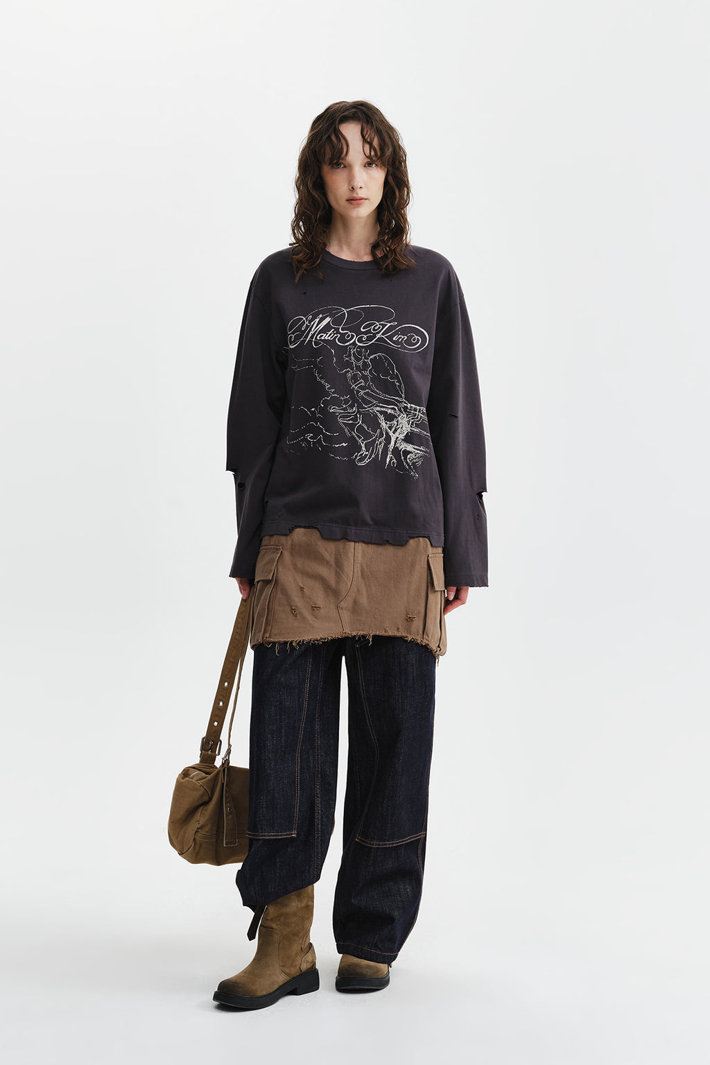 Matin Kim - Graphic Top Combo Dress (Charcoal) product image 9 | TRAB K-Fashion Australia
