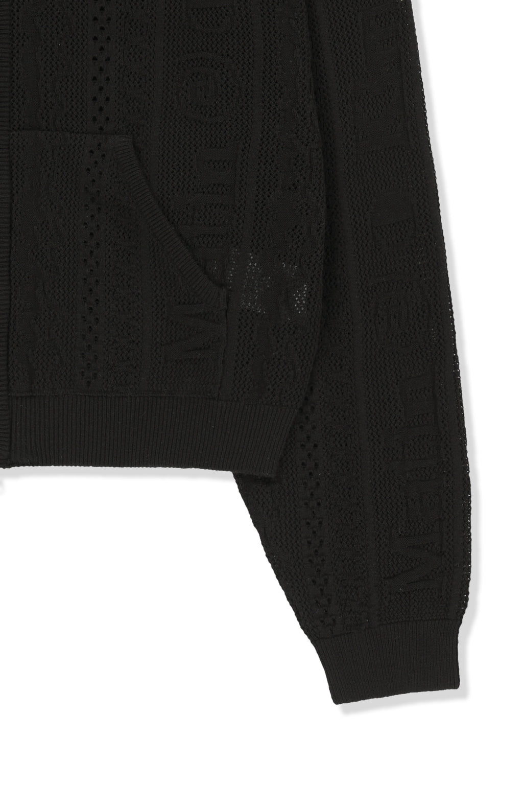 Matin Kim - Mesh Logo Knit Hoody Zip Up (Black) product image 4 | TRAB K-Fashion Australia