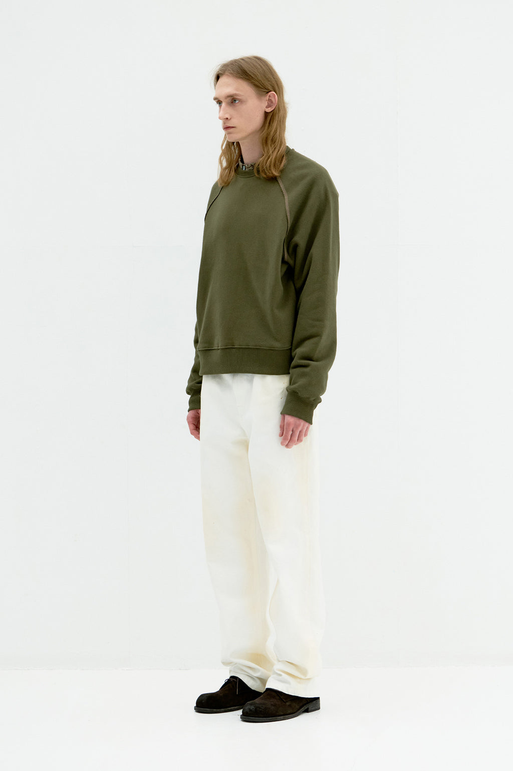 Coor - Contrast Stitch Raglan Sweatshirt (Khaki) product image 3 | TRAB K-Fashion Australia
