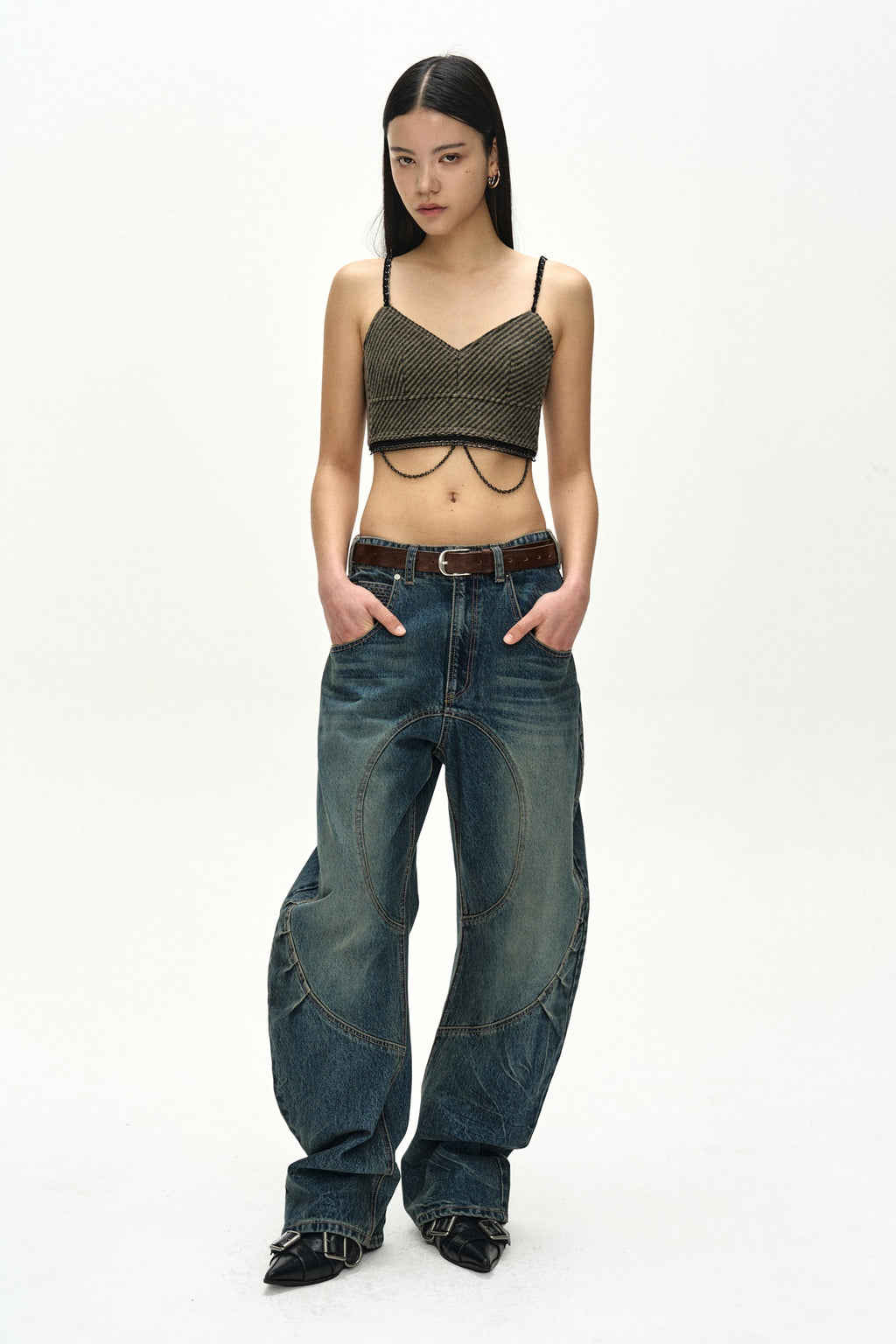 Andersson Bell - Hook And Eye Curved Jeans (Blue) product image 2 | TRAB K-Fashion Australia