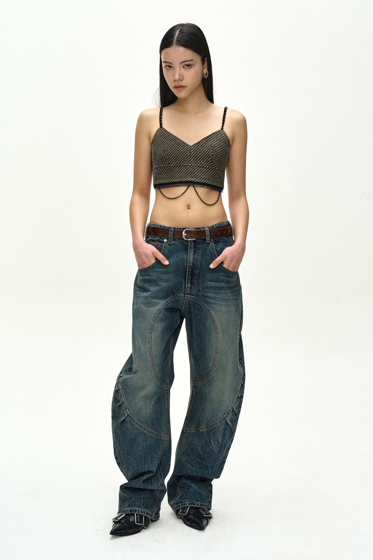 Andersson Bell - Hook And Eye Curved Jeans (Blue) product image 2 | TRAB K-Fashion Australia