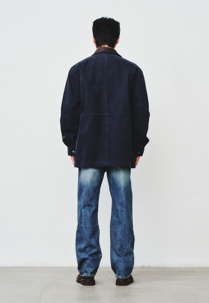 Art if acts - Leather Collar Garment Field Jacket (Faded Navy) product image 3 | TRAB K-Fashion Australia