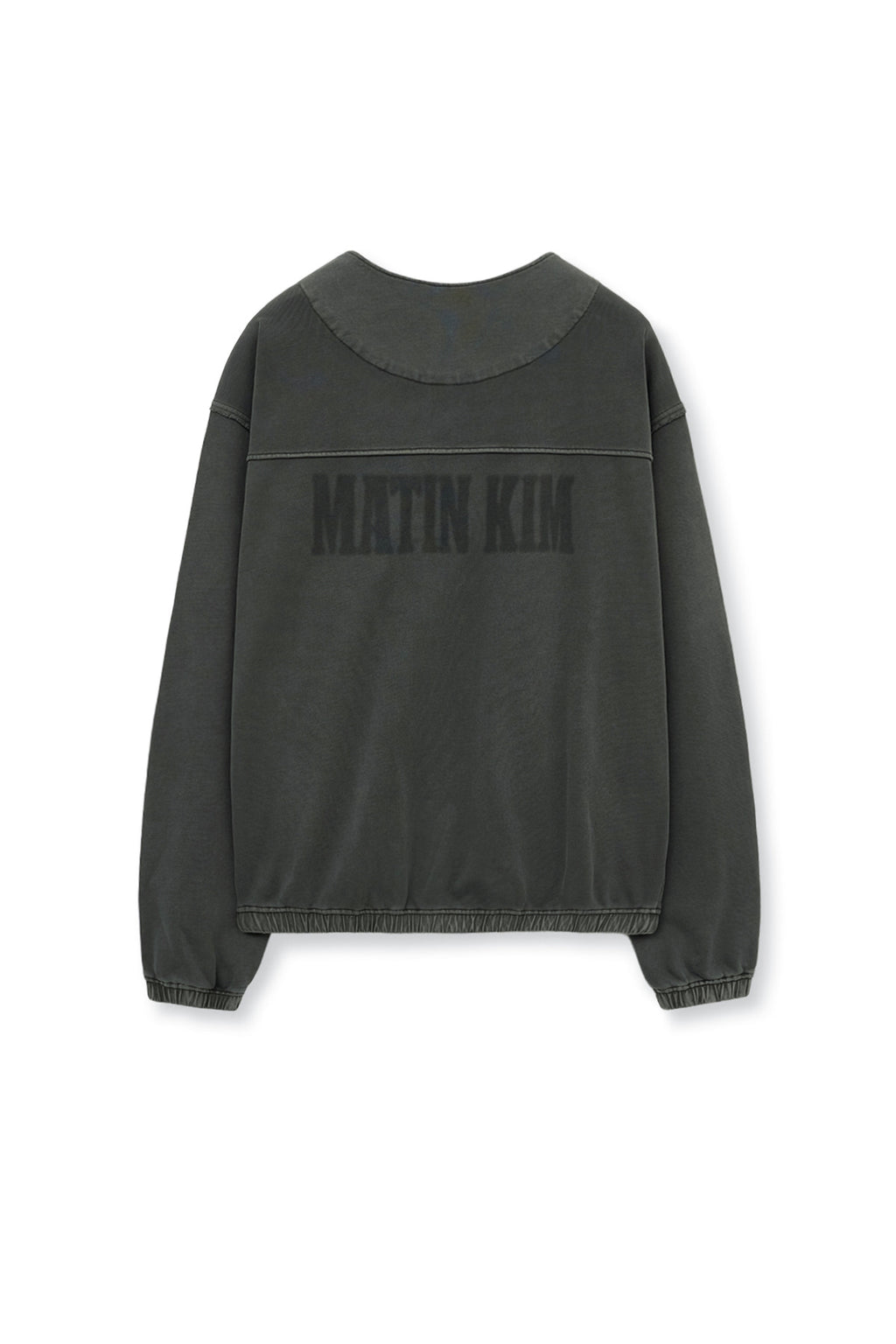 Matin Kim - Pigment Dyed Collarless Zip Up Jumper (Charcoal) product image 3 | TRAB K-Fashion Australia