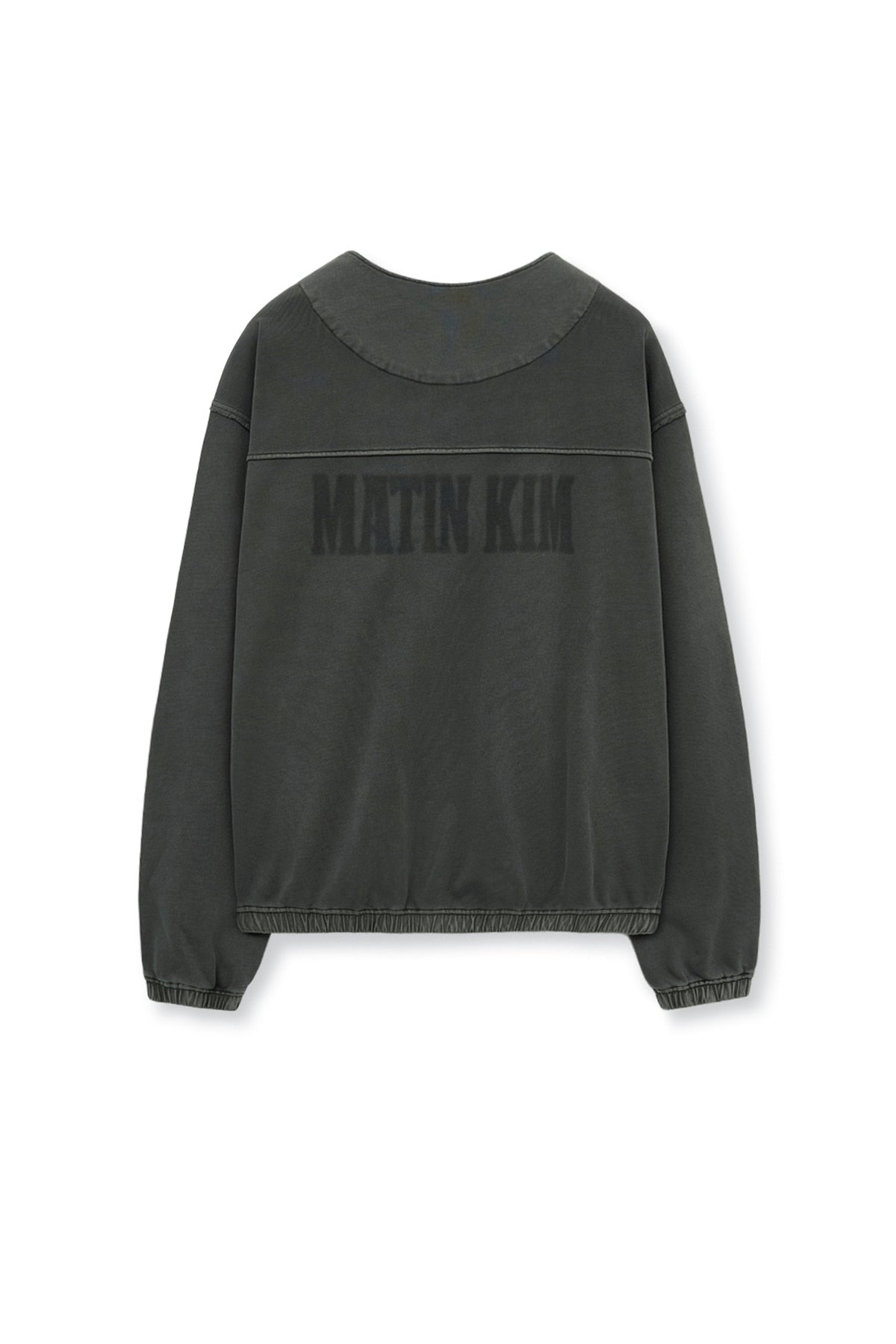 Matin Kim - Pigment Dyed Collarless Zip Up Jumper (Charcoal) product image 3 | TRAB K-Fashion Australia