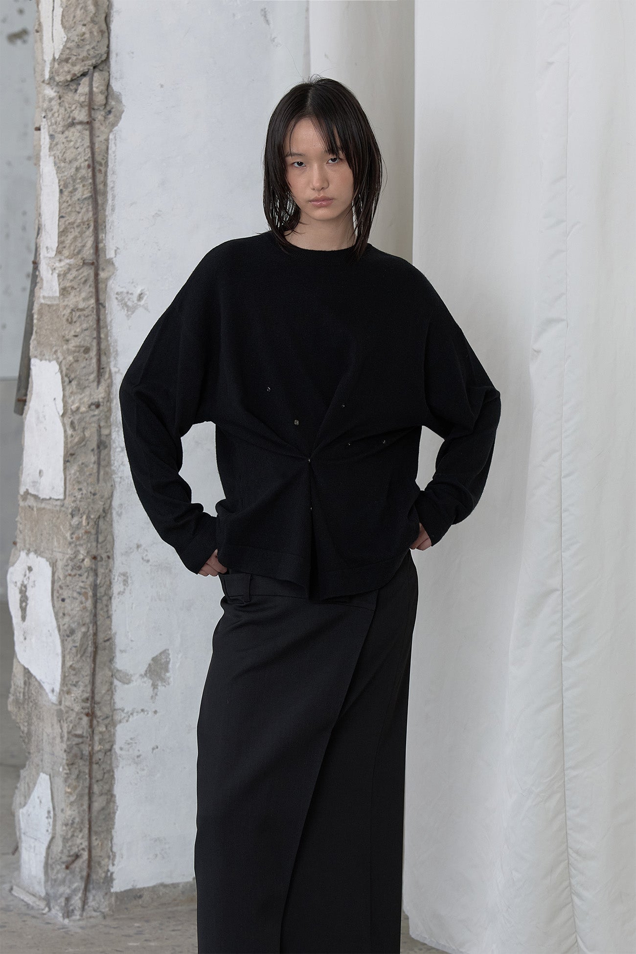 Deinet - Button Up Pullover Knit (Black) product image 6 | TRAB K-Fashion Australia