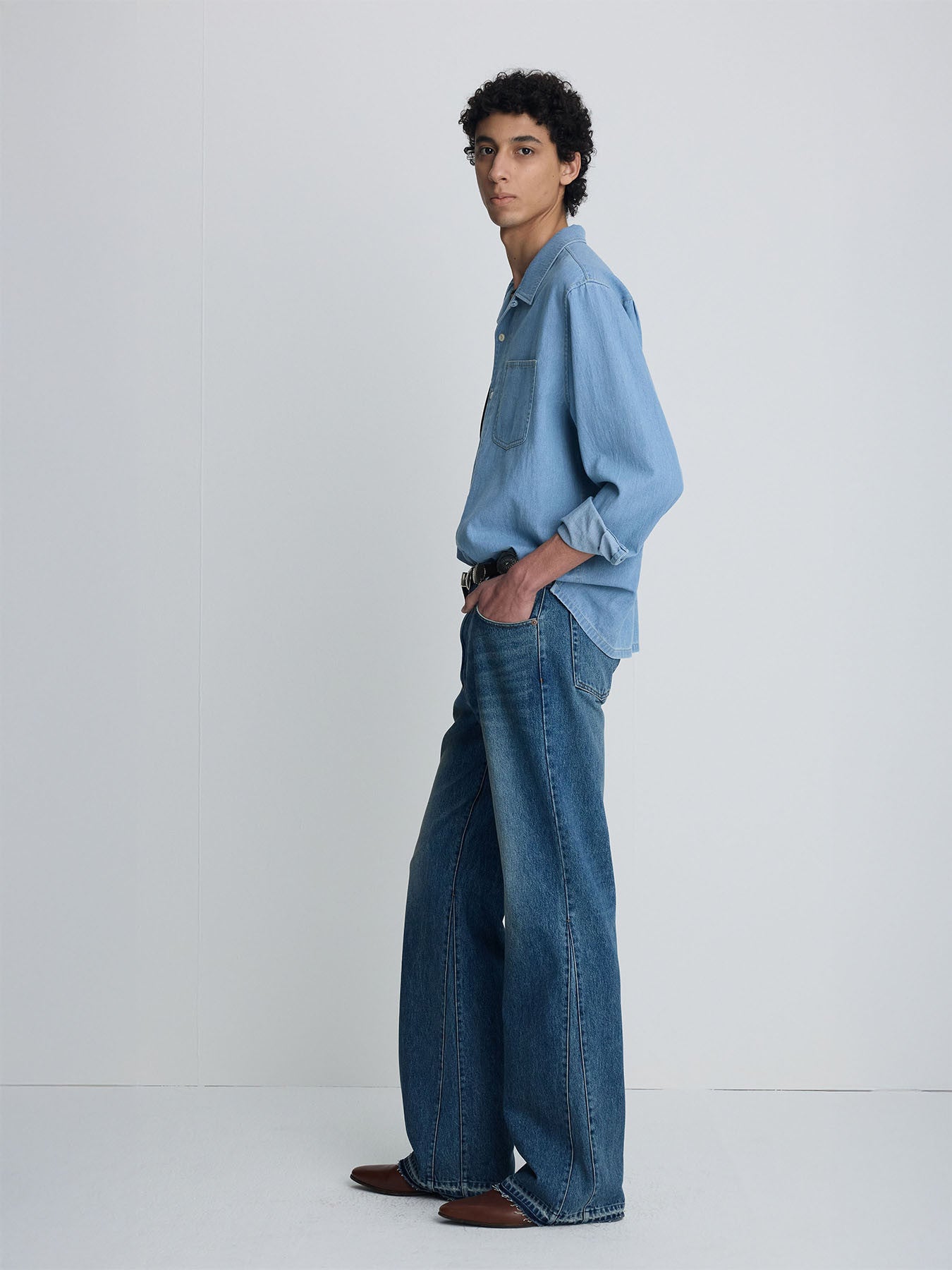 Tonywack - Two Pocket Soft Denim Shirt (Light Indigo) product image 2 | TRAB K-Fashion Australia