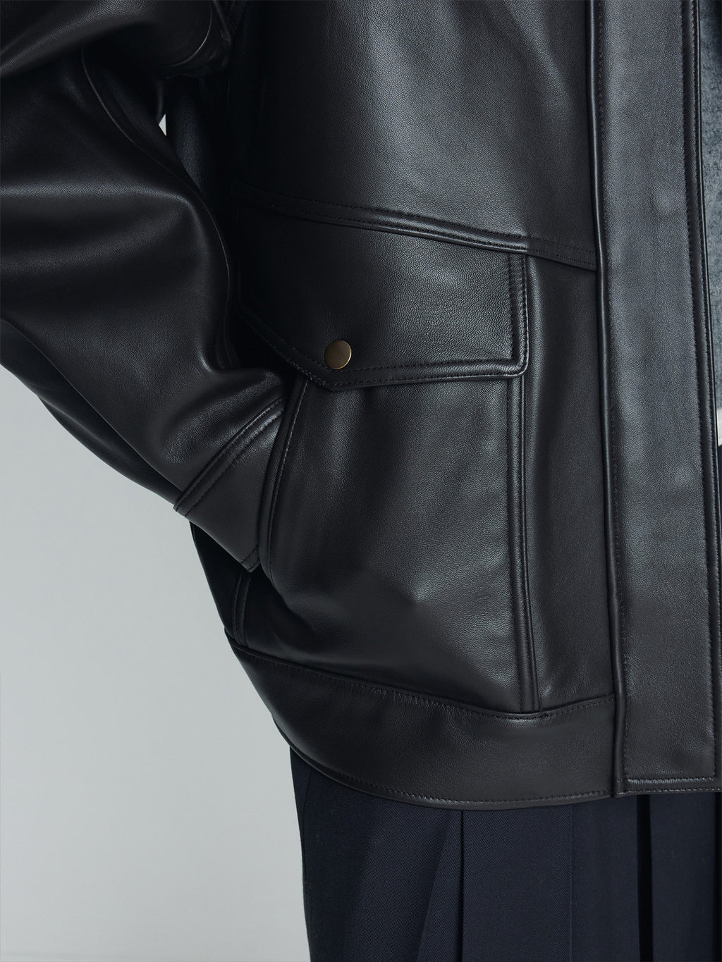 Tonywack - High-Neck Leather Zip Jacket (Dark Brown) product image 9 | TRAB K-Fashion Australia