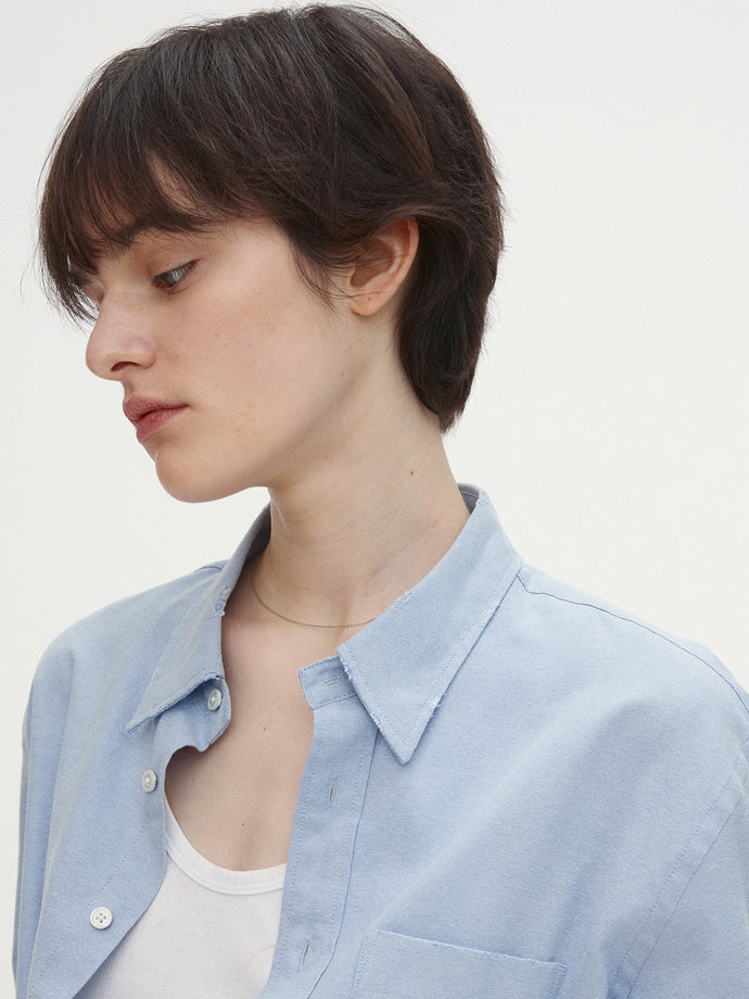 Tonywack - Cotton Lyocell Distressed Oxford Shirt (Sky Blue) product image 1 | TRAB K-Fashion Australia