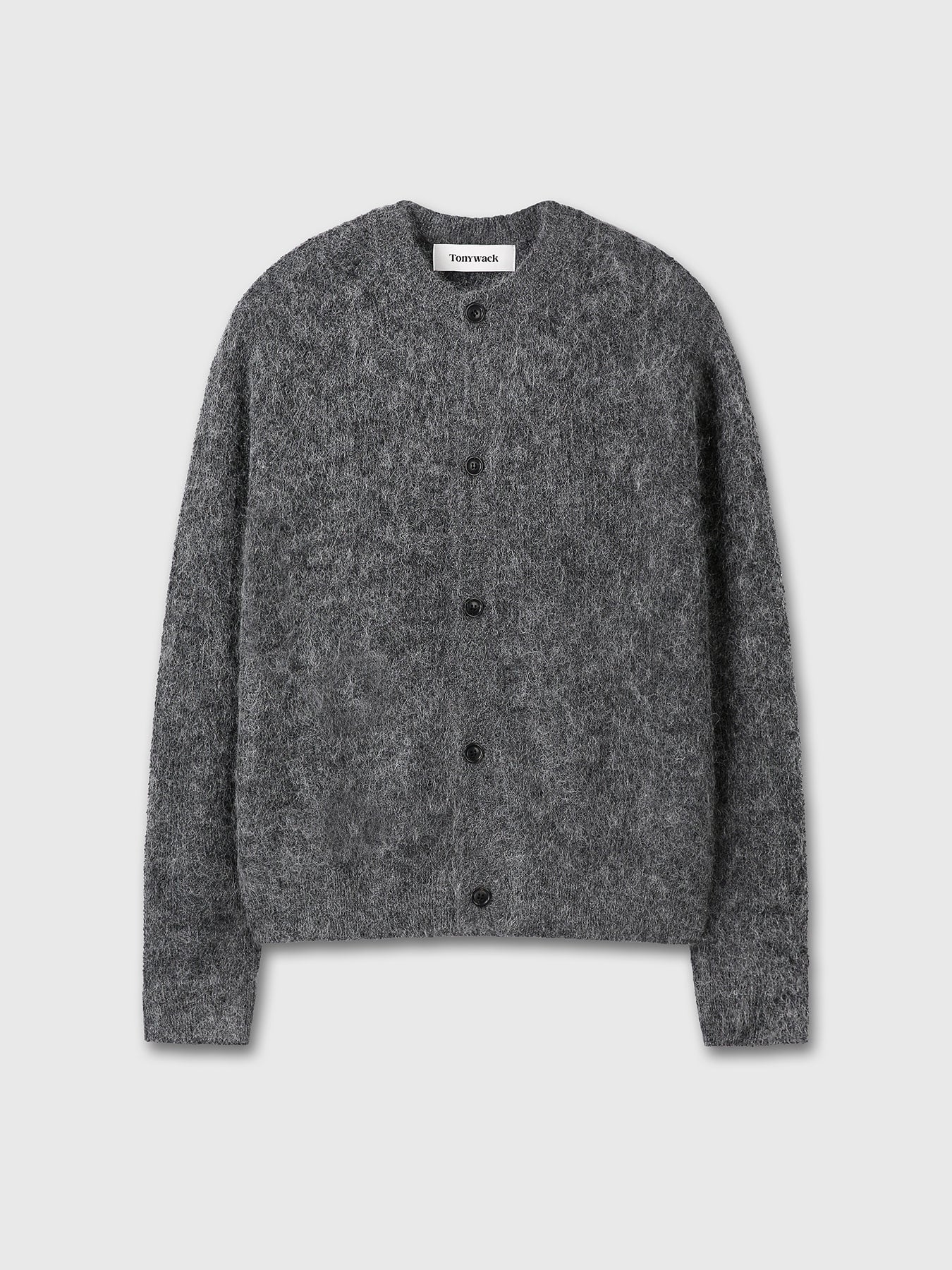 Tonywack - Wool And Mohair Ribbed Mesh Cardigan (Melange Grey) product image 7 | TRAB K-Fashion Australia