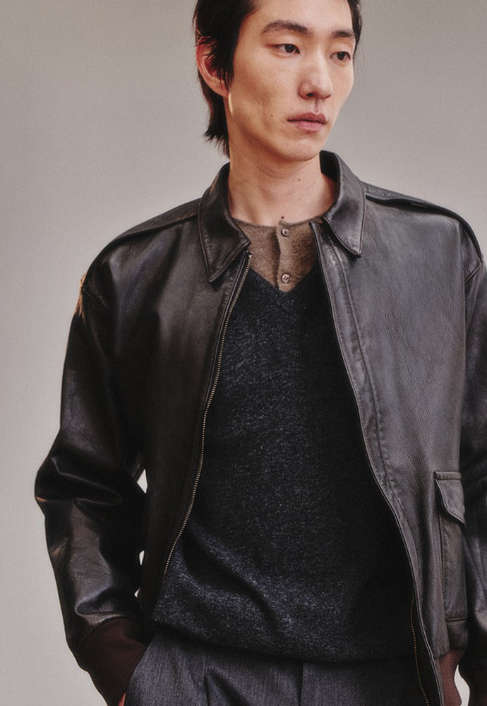 Art if acts - Washed Goat Leather A2 Jacket (Brown) product image 1 | TRAB K-Fashion Australia