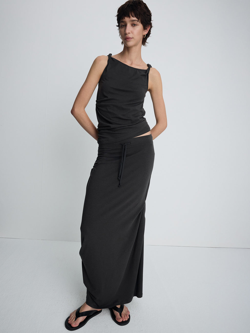 Tonywack - Soft Draped Twist Sleeveless Top (Charcoal) product image 6 | TRAB K-Fashion Australia