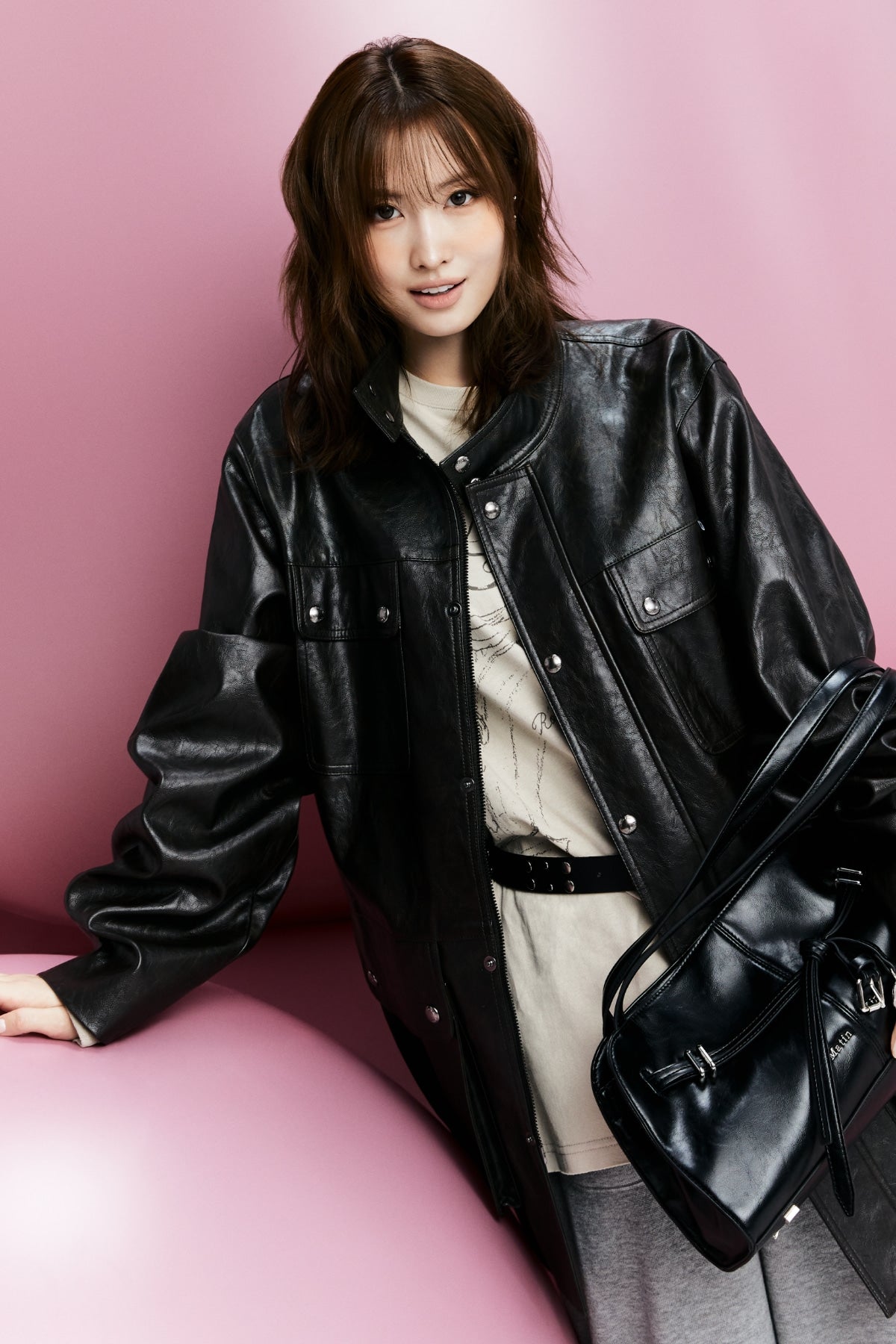 Matin Kim - Faux Leather Safari Jacket (Brown) product image 1 | TRAB K-Fashion Australia