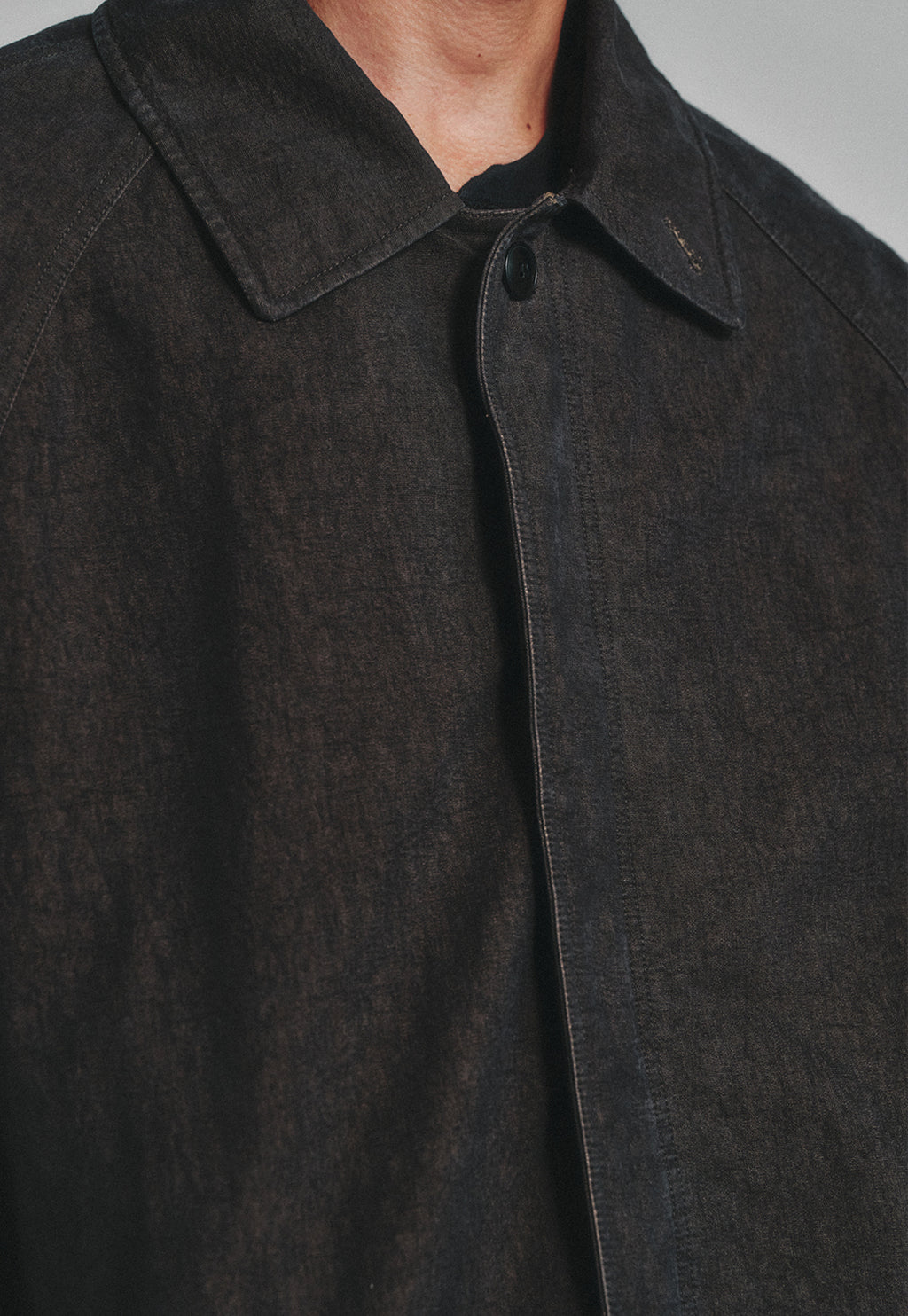 Art if acts - Garment Washed Bal Collar Coat (Moss Black) product image 6 | TRAB K-Fashion Australia