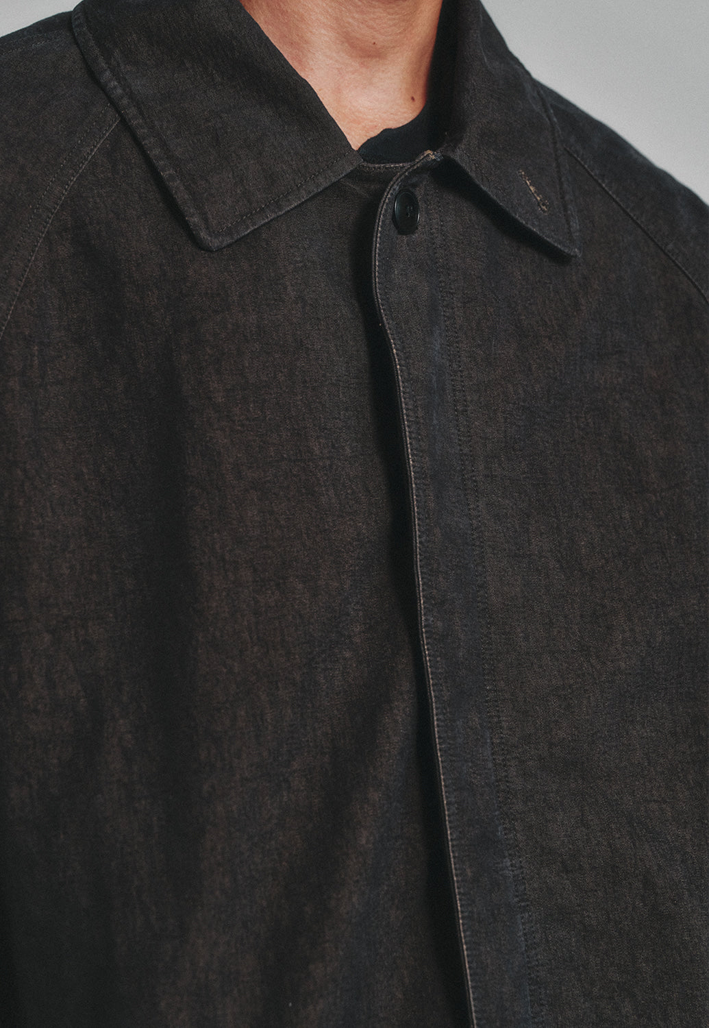 Art if acts - Garment Washed Bal Collar Coat (Moss Black) product image 6 | TRAB K-Fashion Australia