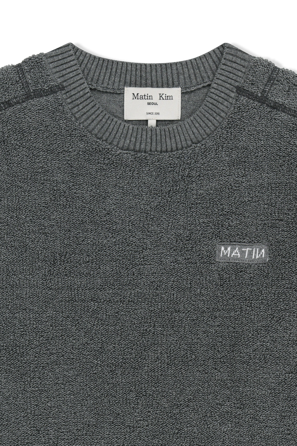 Matin Kim - Boucle Texture Knit Pullover (Grey) product image 4 | TRAB K-Fashion Australia