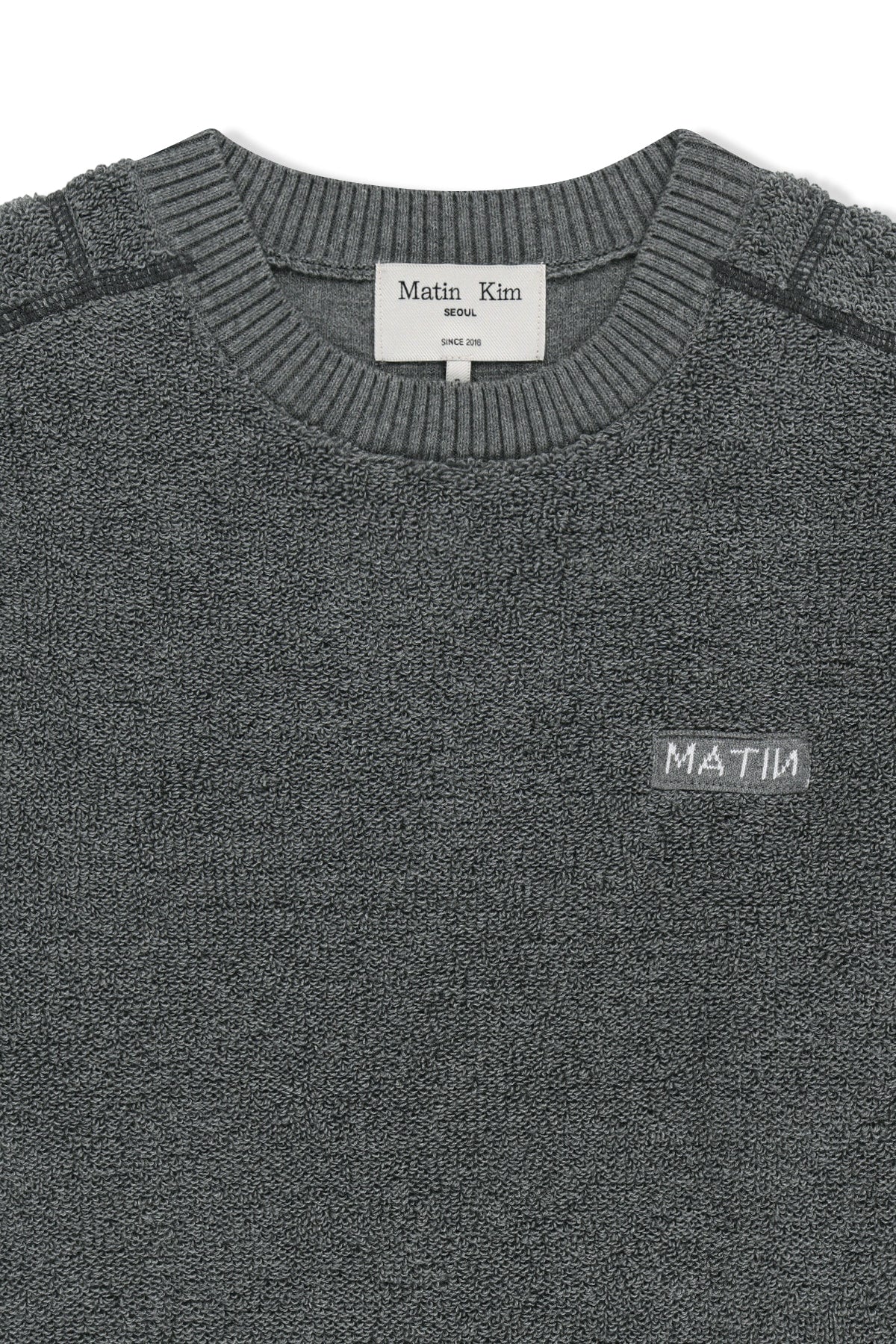 Matin Kim - Boucle Texture Knit Pullover (Grey) product image 4 | TRAB K-Fashion Australia