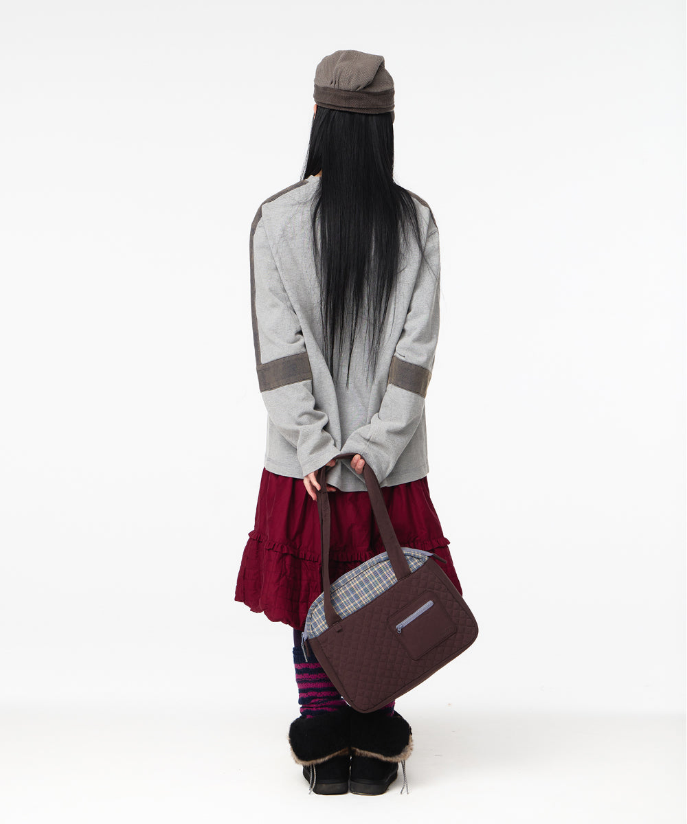 Coyseio - Check Quilted Tote Bag (Brown) product image 2 | TRAB K-Fashion Australia