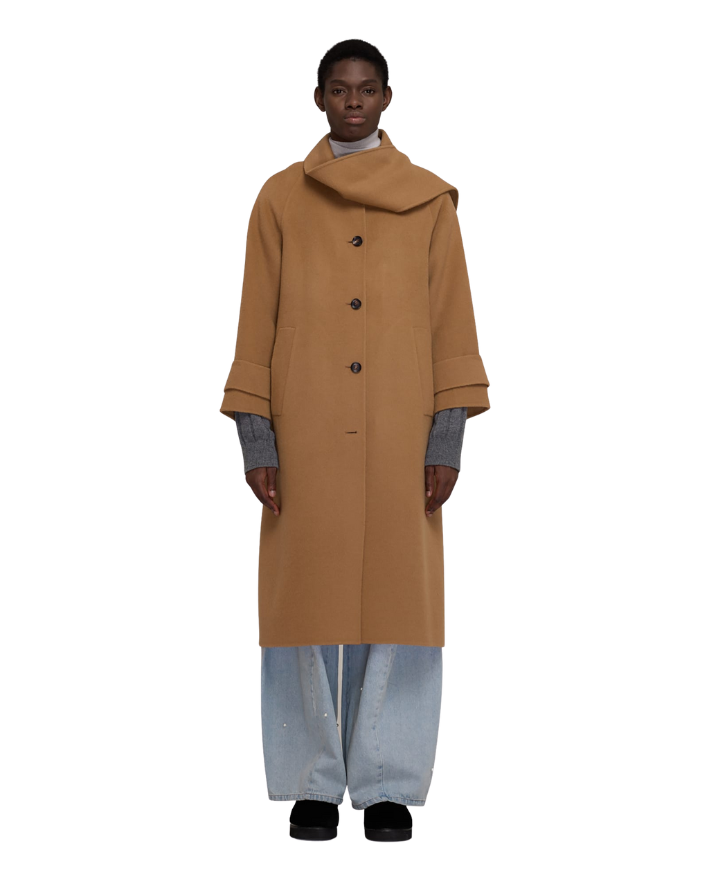 Kimhe Kim - Scarf Detail Long Coat (Beige) product image 25 | TRAB K-Fashion Australia