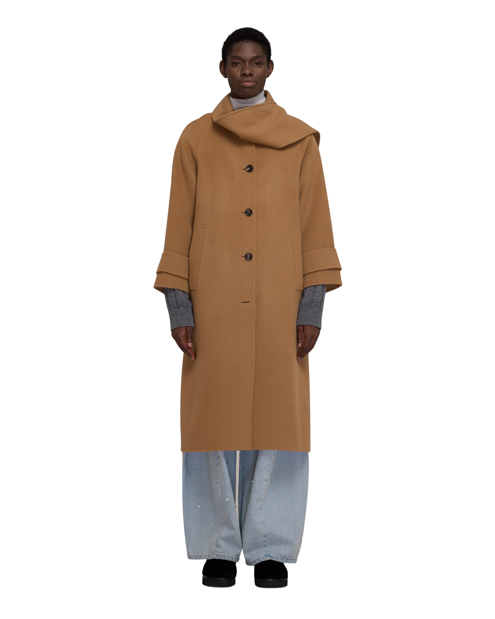 Kimhe Kim - Scarf Detail Long Coat (Beige) product image 25 | TRAB K-Fashion Australia