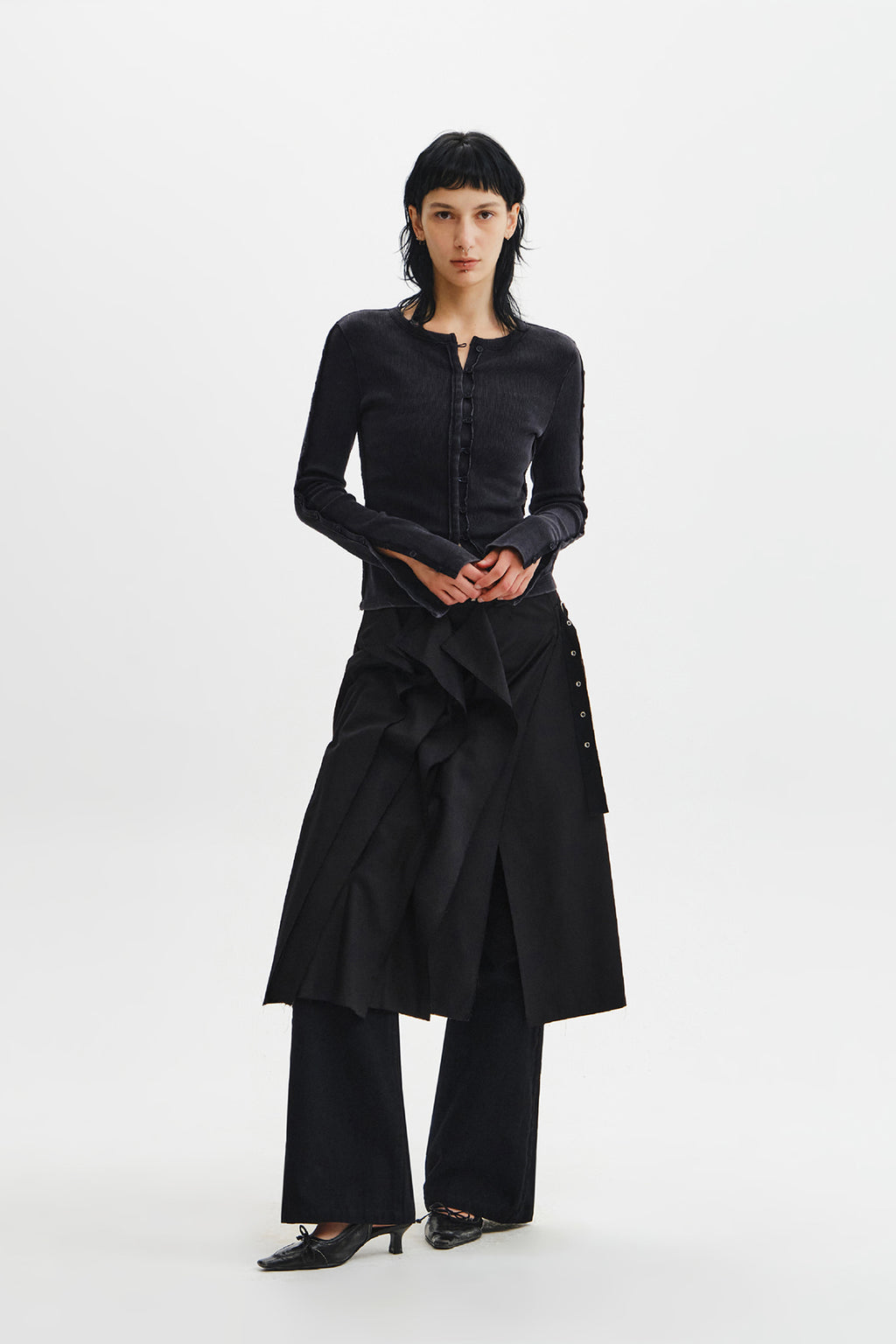 Matin Kim - Washed Rib Button Detail Top (Charcoal) product image 12 | TRAB K-Fashion Australia