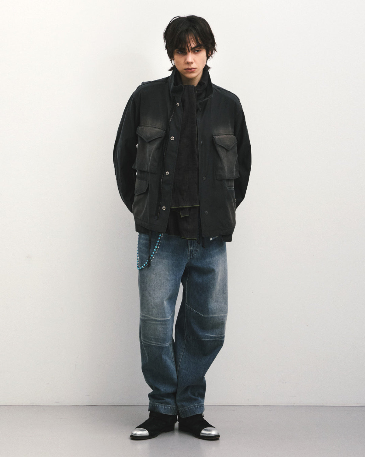 Eastlogue - Cropped Mil Jacket (Fading Navy Molesikn) product image 1 | TRAB K-Fashion Australia