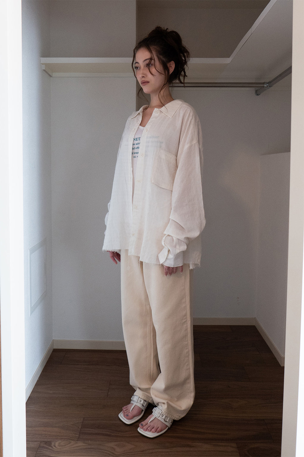 Deinet - Checked Sheersucker Shirt (Ivory) product image 2 | TRAB K-Fashion Australia