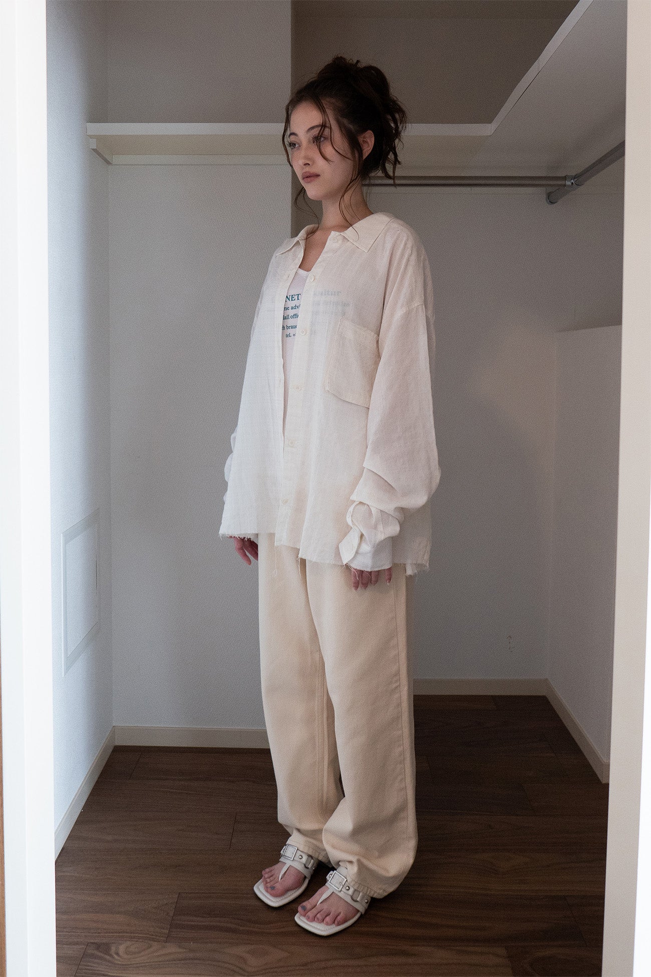 Deinet - Checked Sheersucker Shirt (Ivory) product image 2 | TRAB K-Fashion Australia