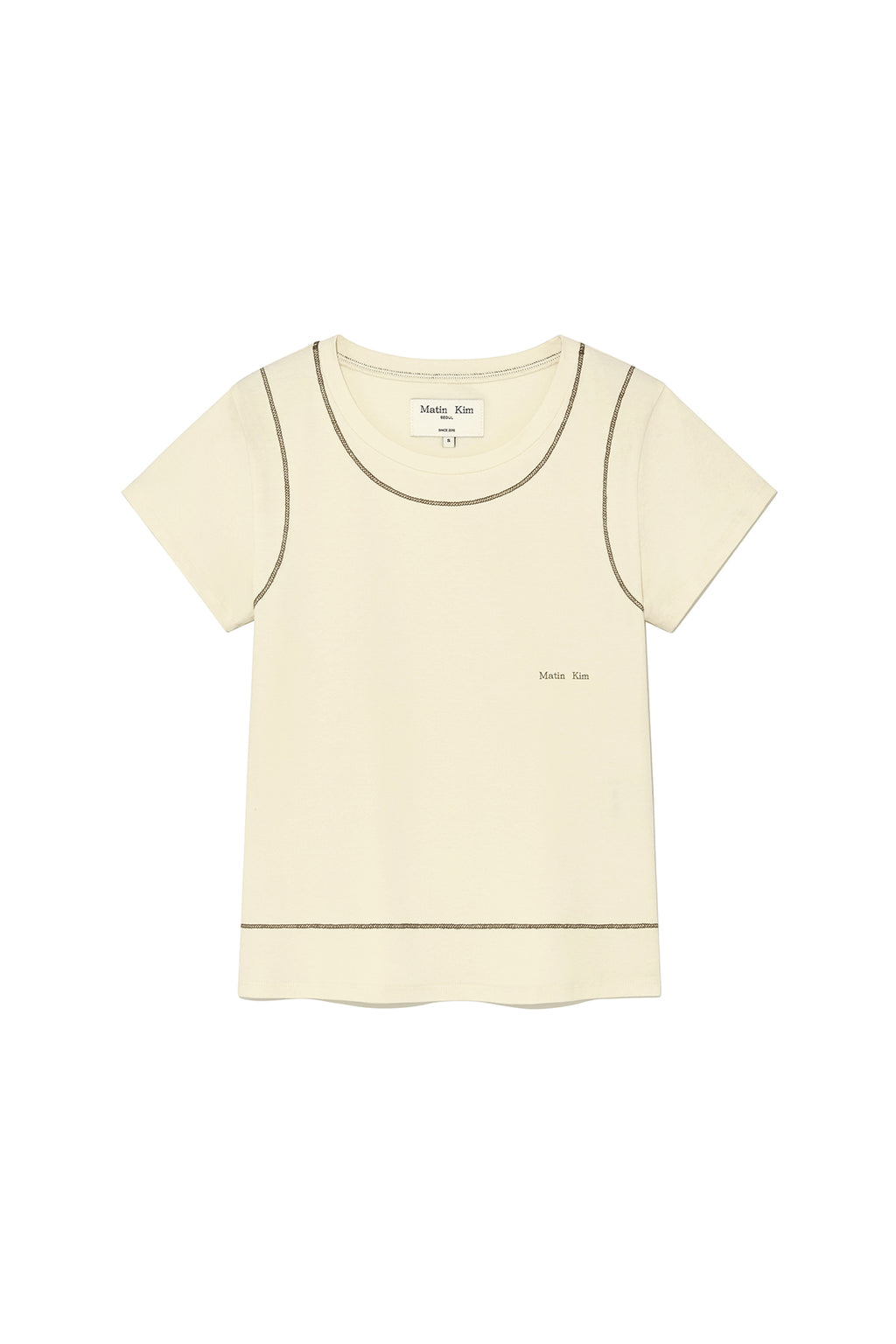 Matin Kim - Stitch Point Small Logo Top (Light Yellow) product image 1 | TRAB K-Fashion Australia