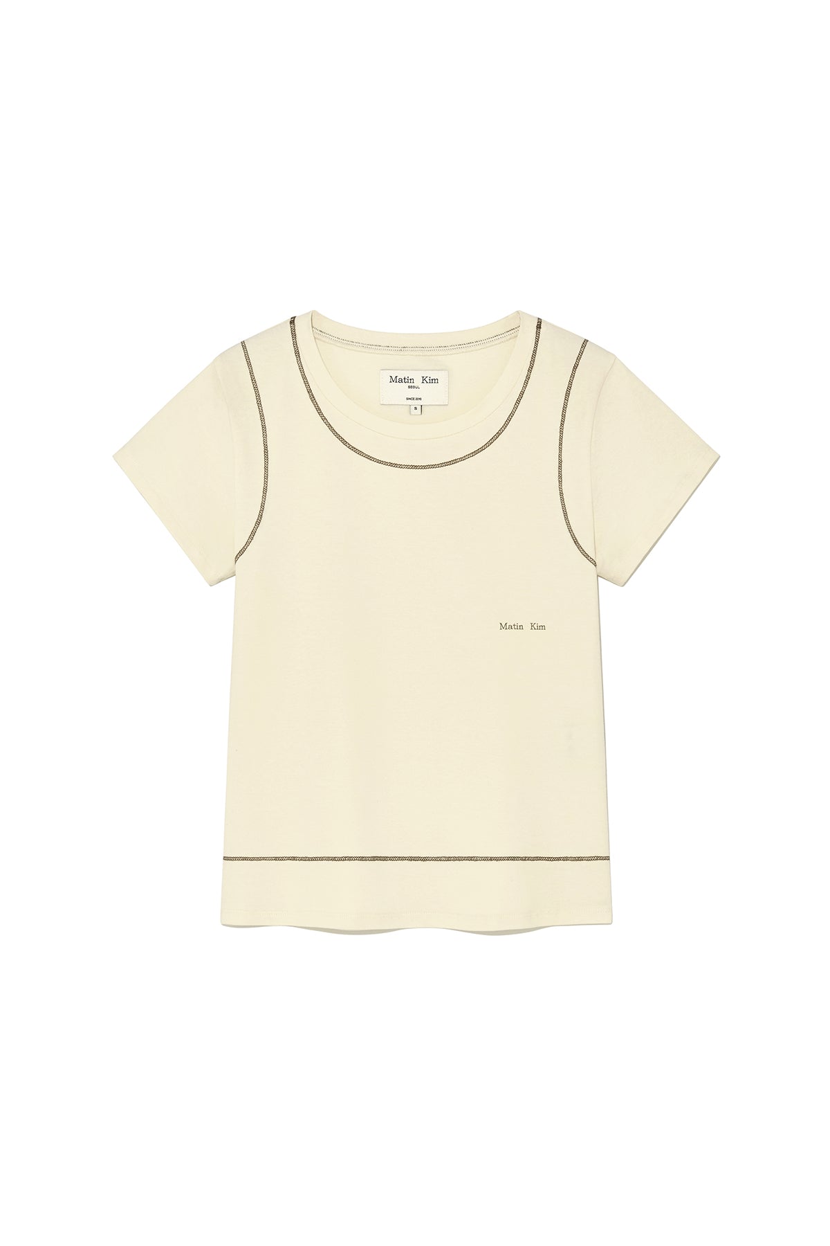 Matin Kim - Stitch Point Small Logo Top (Light Yellow) product image 1 | TRAB K-Fashion Australia