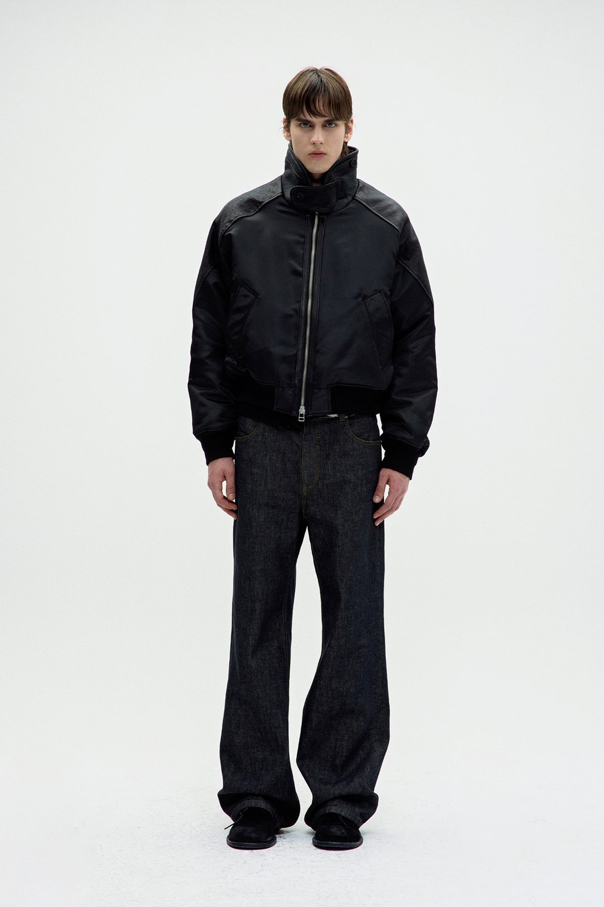 Coor - Highneck Shearling Mixed Ma-1 Jumper (Black) product image 2 | TRAB K-Fashion Australia