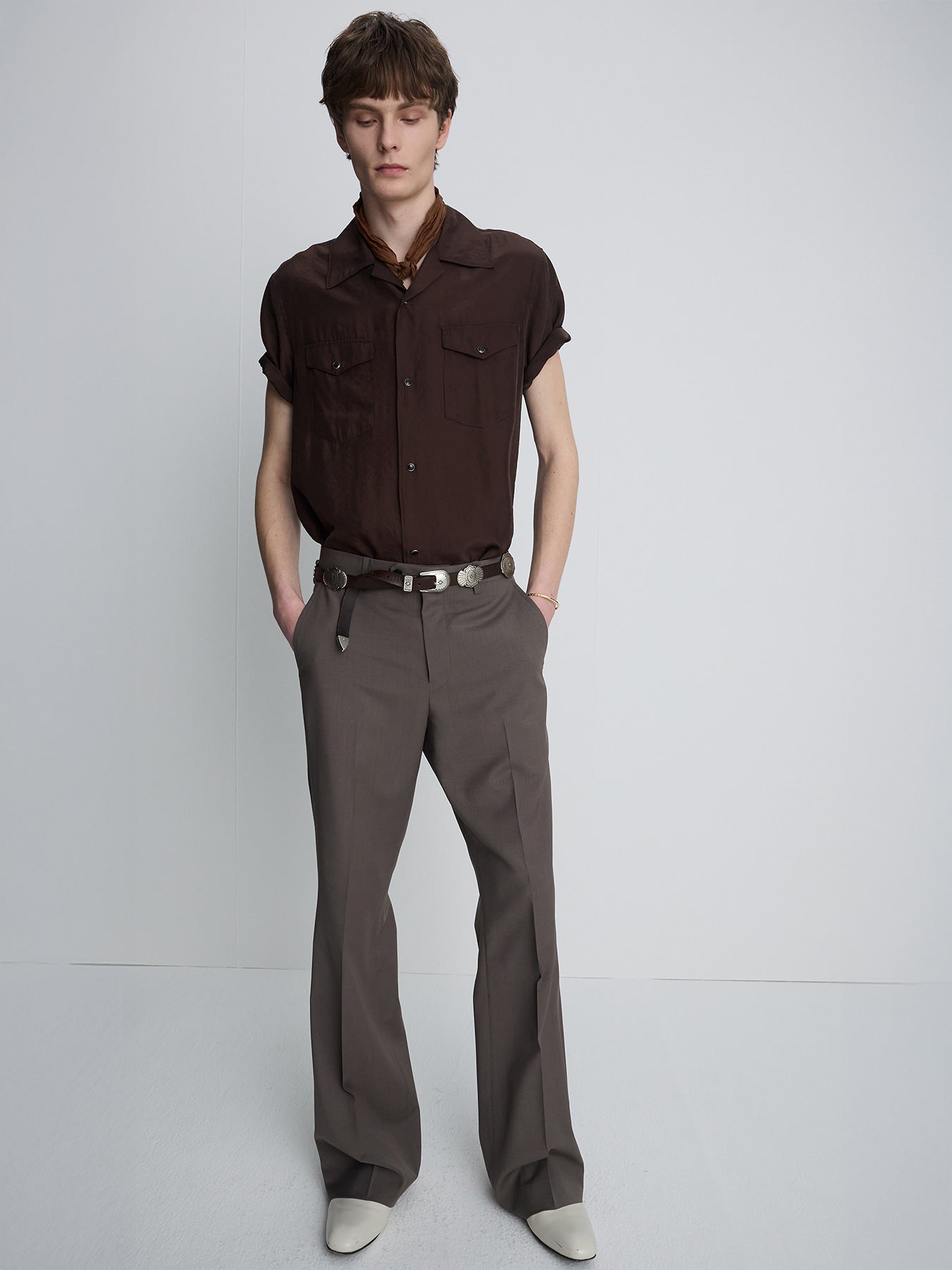 Tonywack - Tropical Wool Flared Trousers (Taupe) product image 3 | TRAB K-Fashion Australia